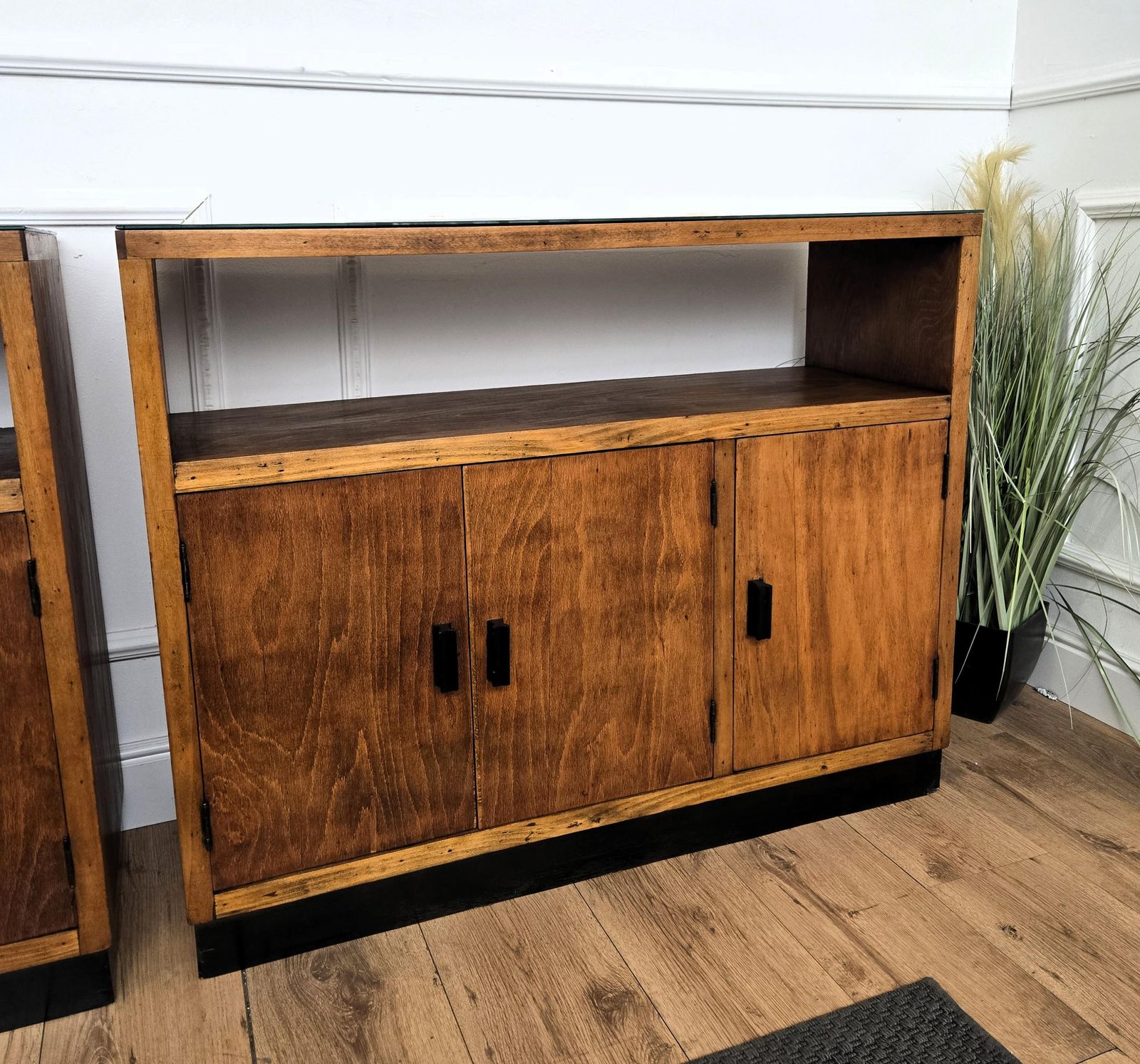 photo furniture Pair Of 70s Mid Century Regency Art Deco Italian Wood Console Sideboard Credenza