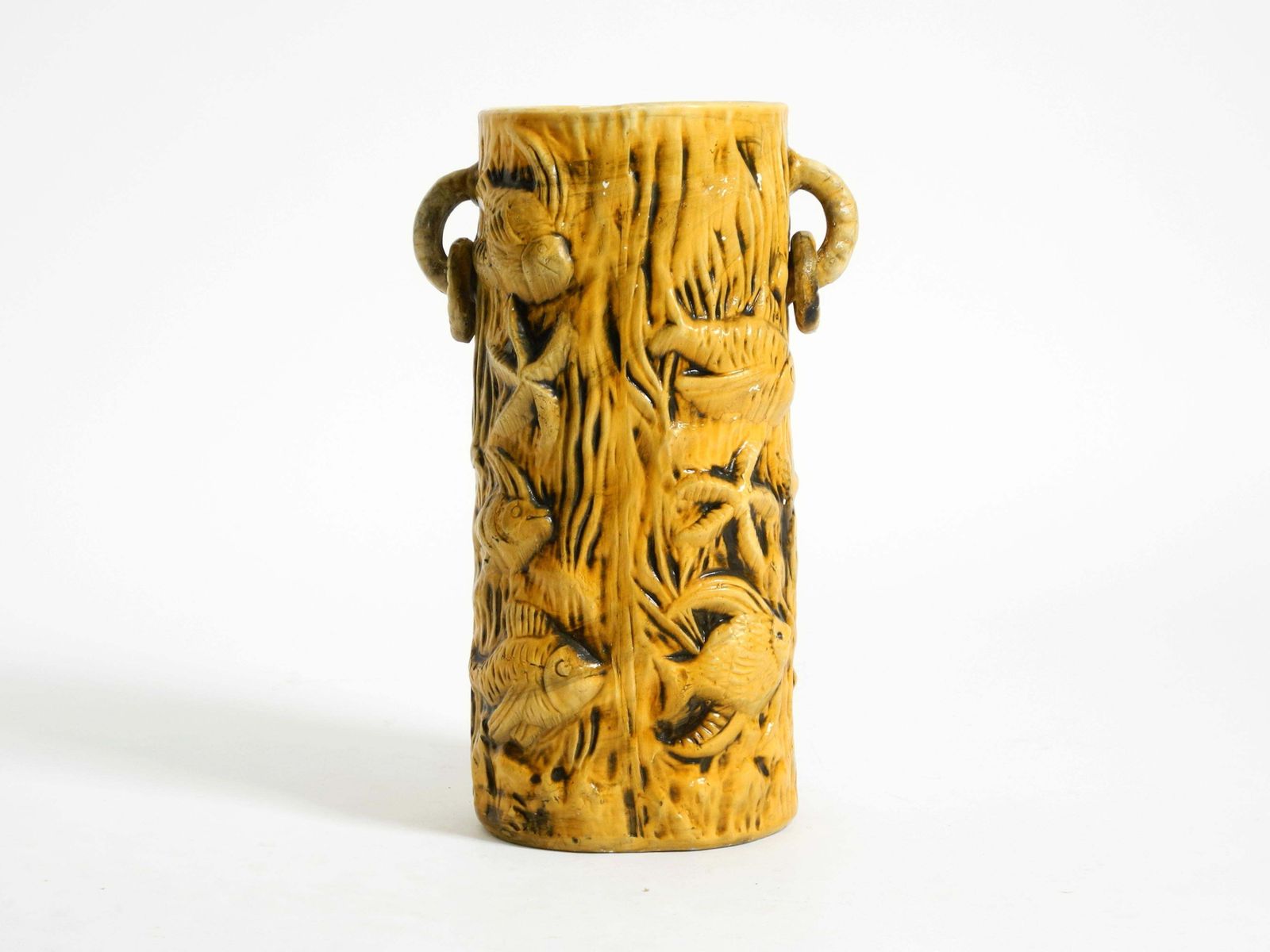 Handmade Glazed Ceramic Floor Vase With Maritime Fish And Starfish Motifs photo furniture