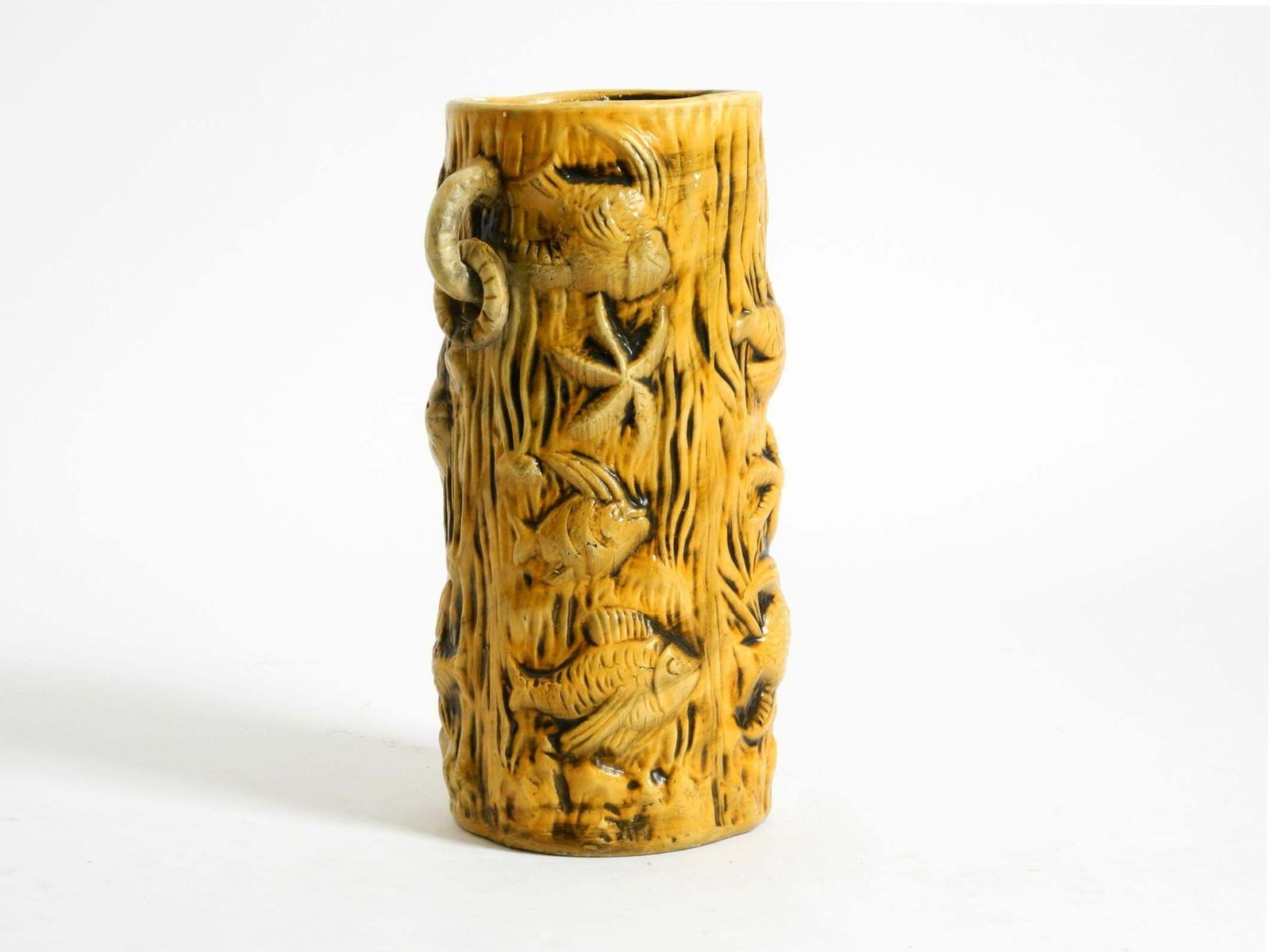 Handmade Glazed Ceramic Floor Vase With Maritime Fish And Starfish Motifs photo 793.0