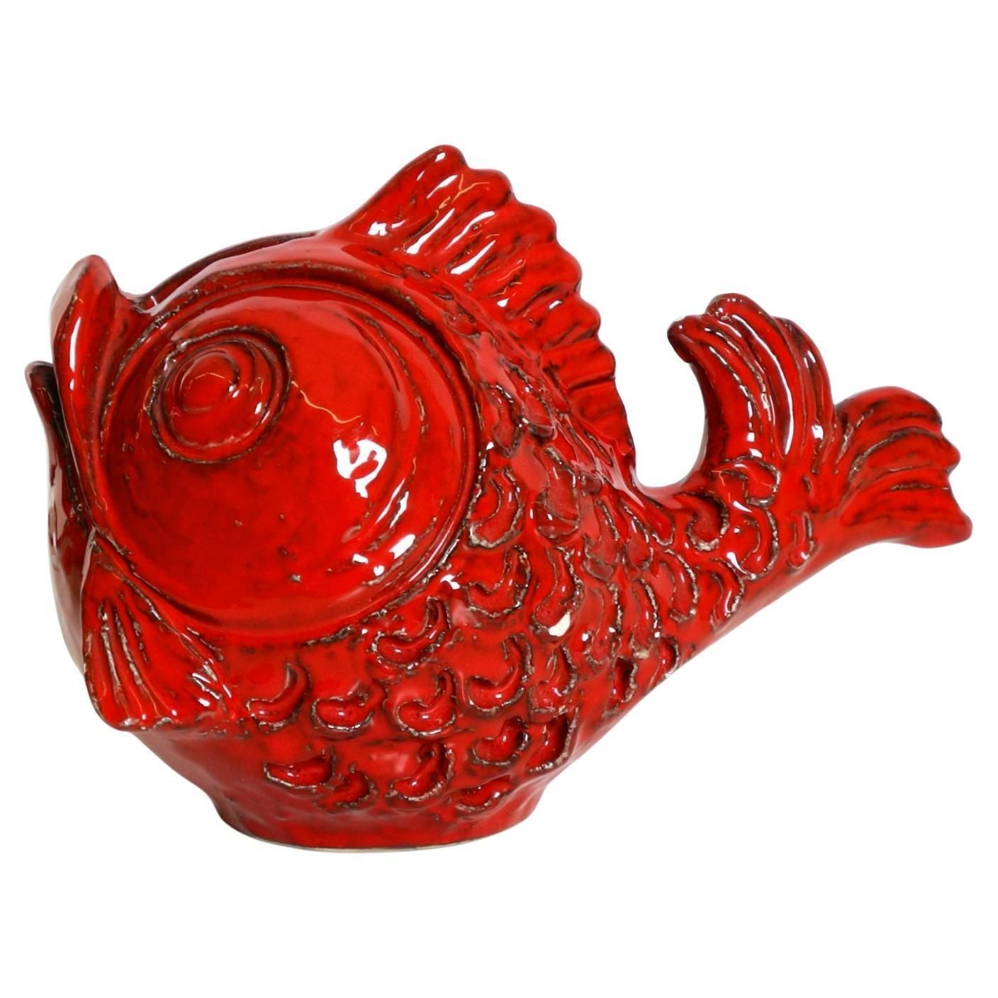 Beautiful 1960s Ceramic Fish Money Box By Aldo Londi For Bitossi Italy