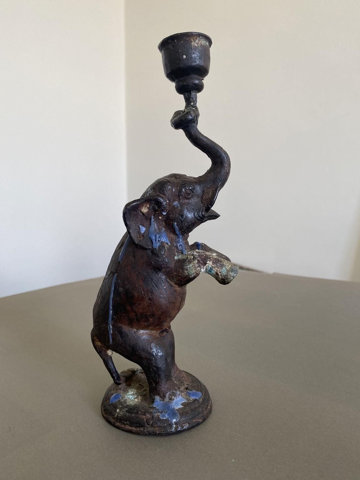 Antique Bronze Elephant Candle Holder, Eastern Origin, Circa 1890 photo furniture
