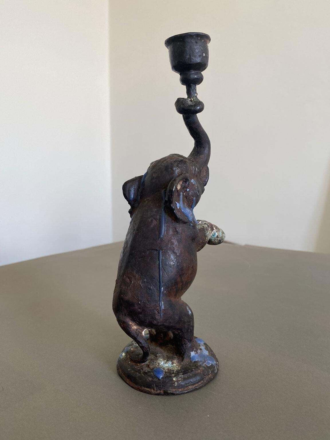 Antique Bronze Elephant Candle Holder, Eastern Origin, Circa 1890 photo for sale