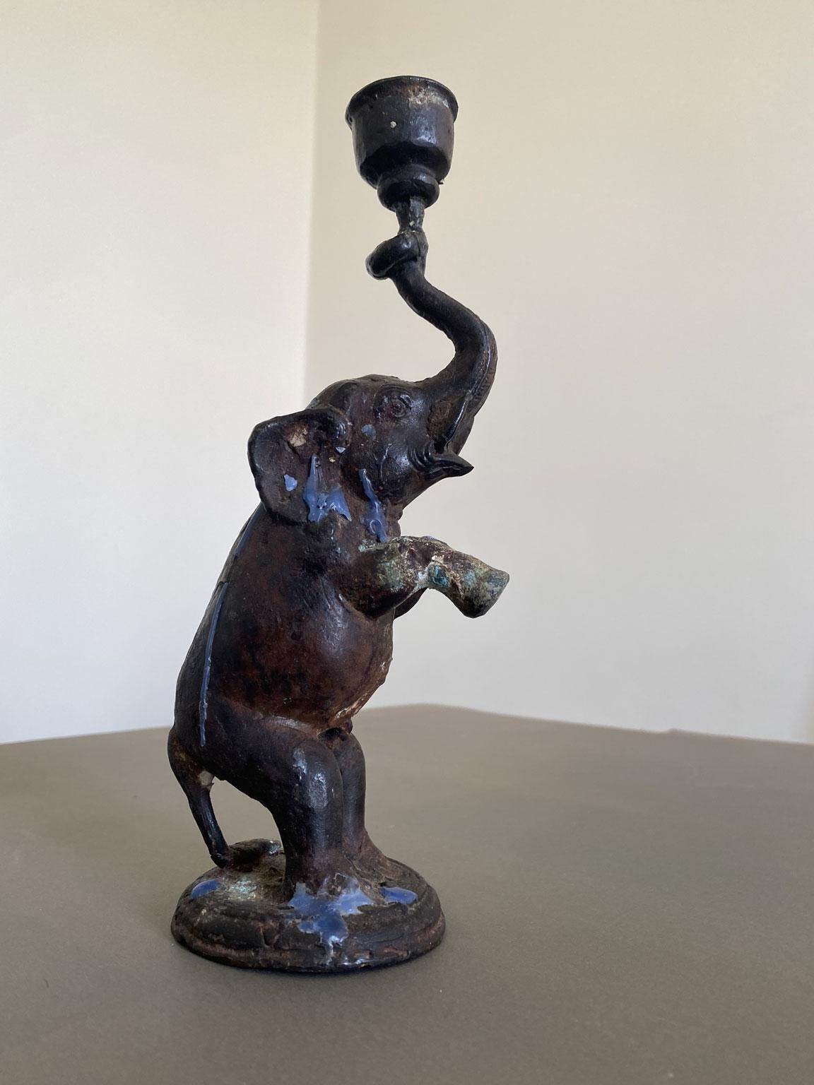photo furniture Antique Bronze Elephant Candle Holder, Eastern Origin, Circa 1890