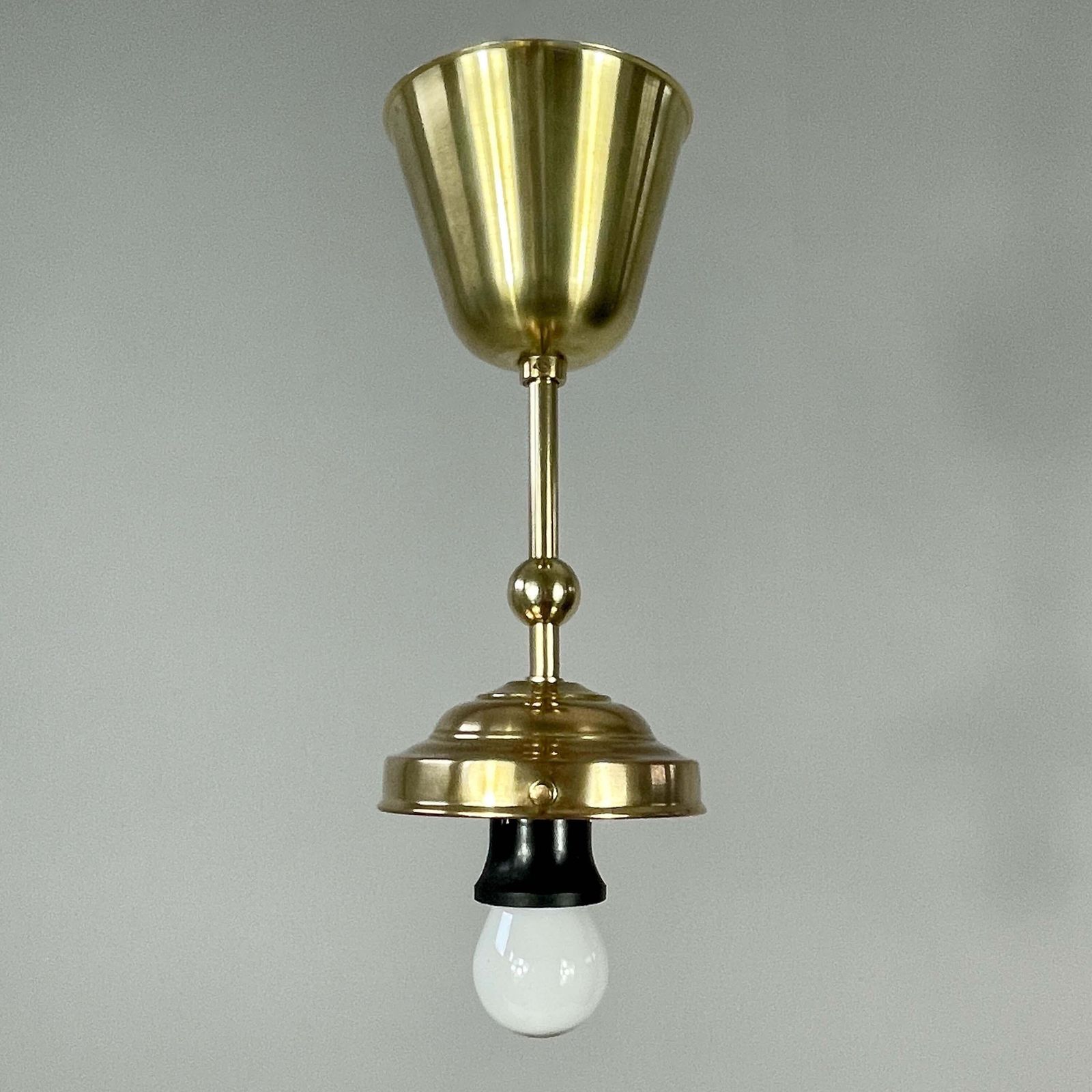 Lighting Art Deco White Opaline Glass & Brass Skyscraper Pendant, France 1930s photo