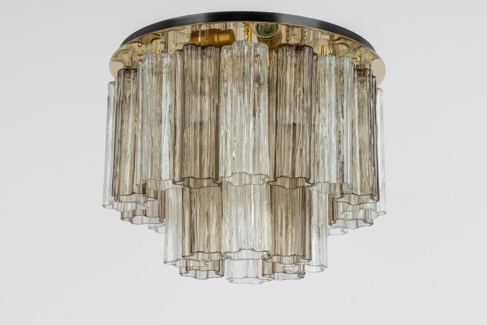 2160.0 1 Of 2 Tronchi Murano Glass Flush Mount Light By Venini For Kalmar, Austria, 60s photo