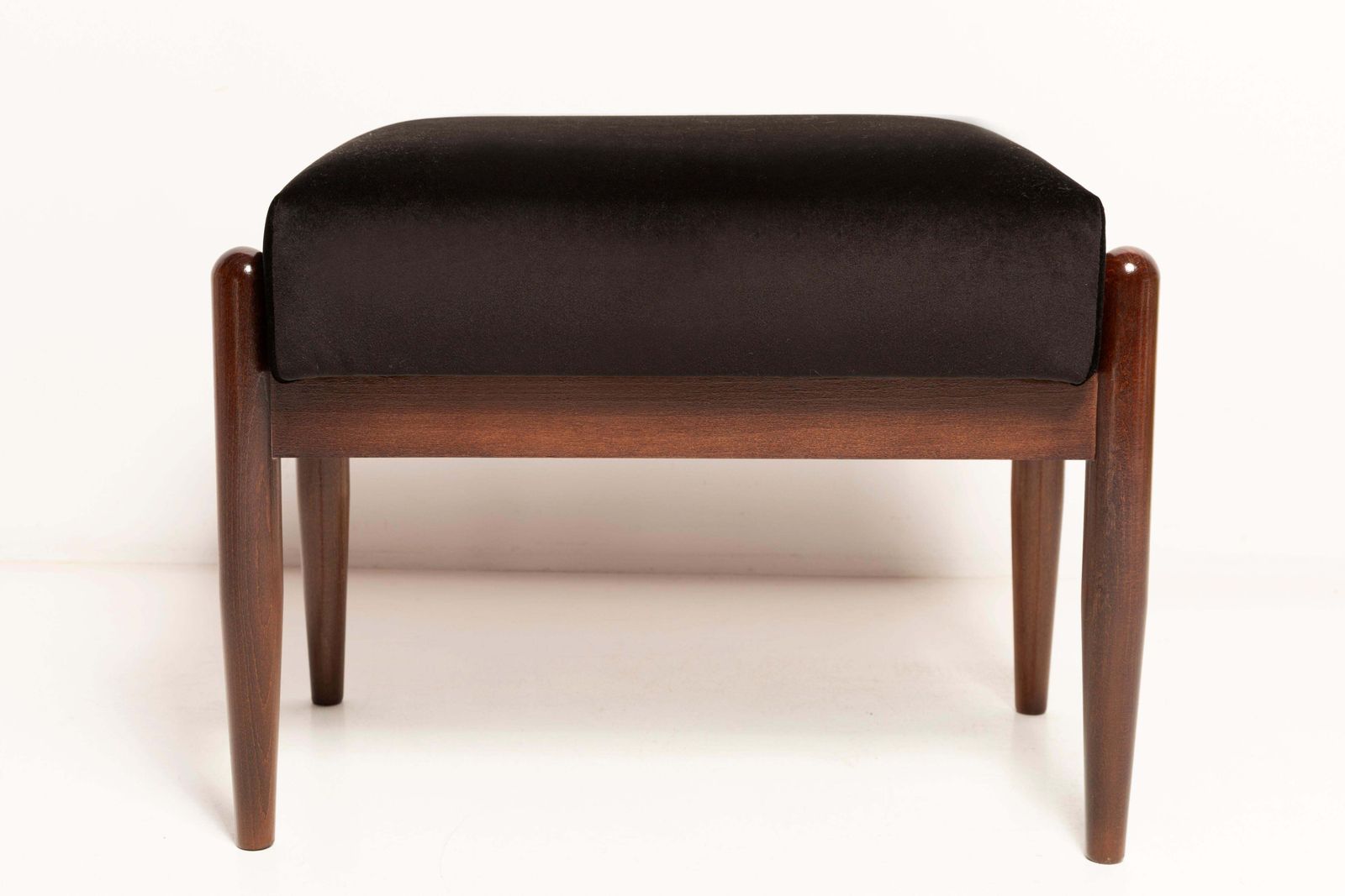 Mid Century Gfm Stool In Black Velvet, E. Homa, Europe, 1960s photo furniture