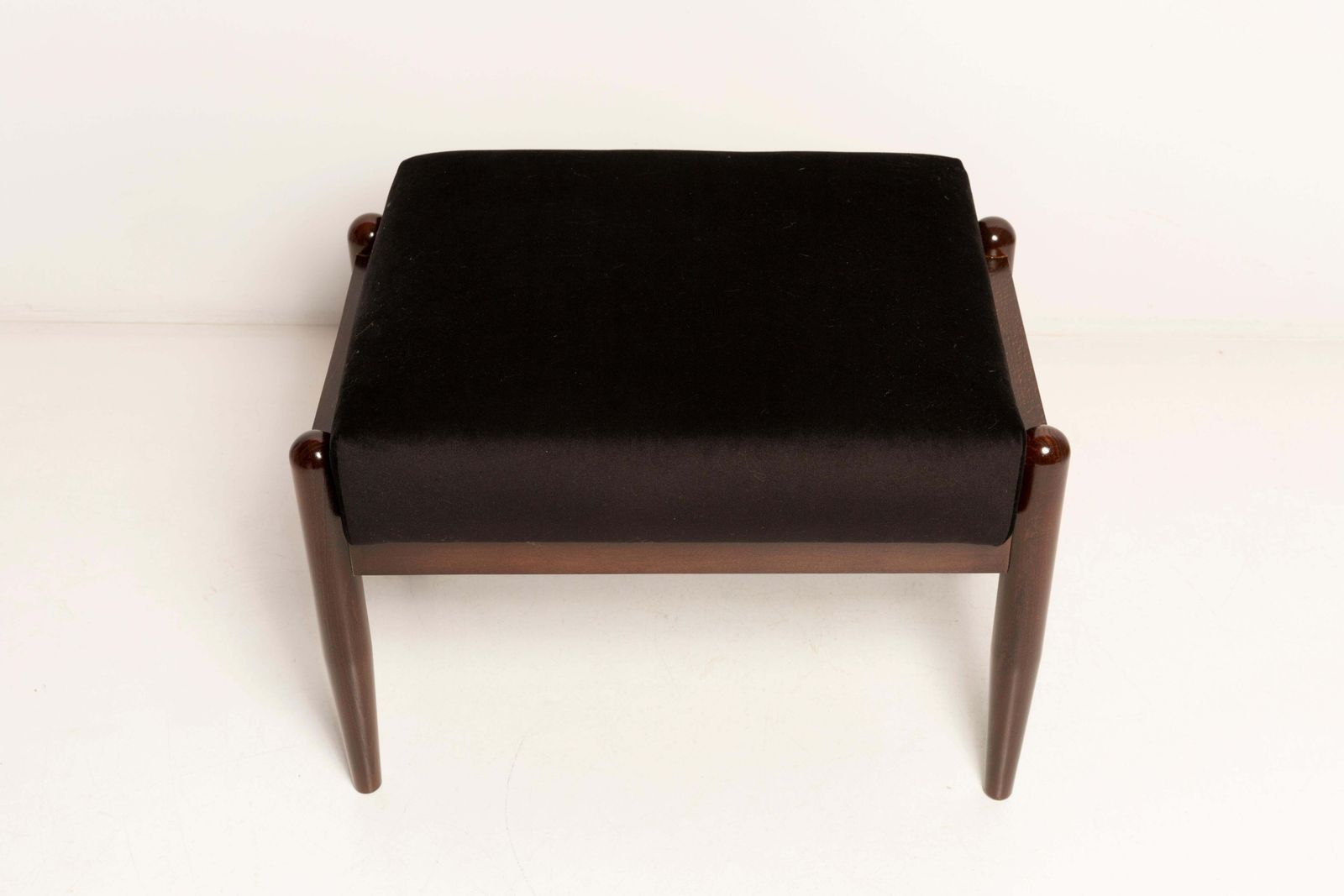 Mid Century Gfm Stool In Black Velvet, E. Homa, Europe, 1960s photo Furniture