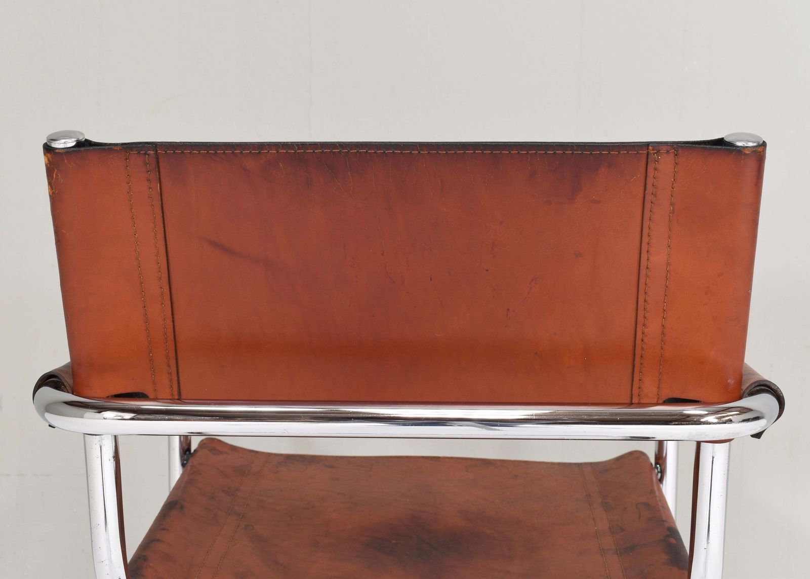 photo buy Mart Stam S34 Dining Armchair In Cognac Saddle Leather, 1970s