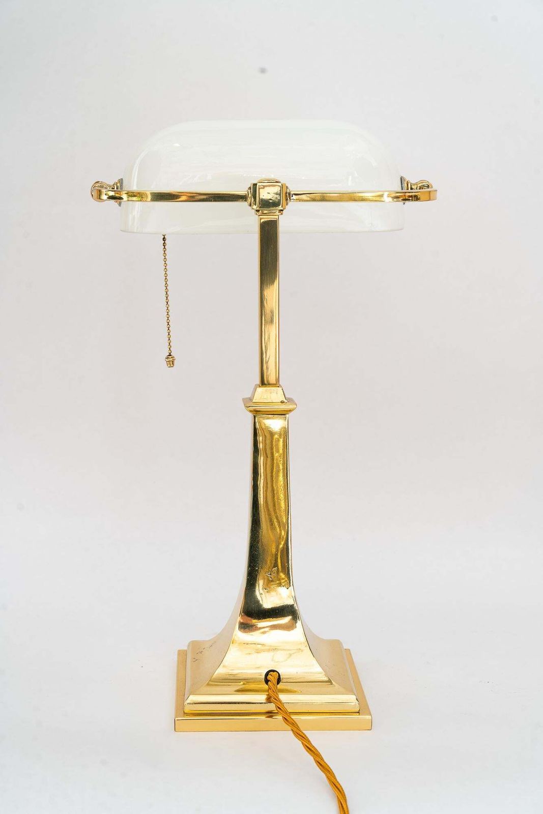 Art Deco Banker Lamp With Original Glass Shade Around 1920s photo Lighting