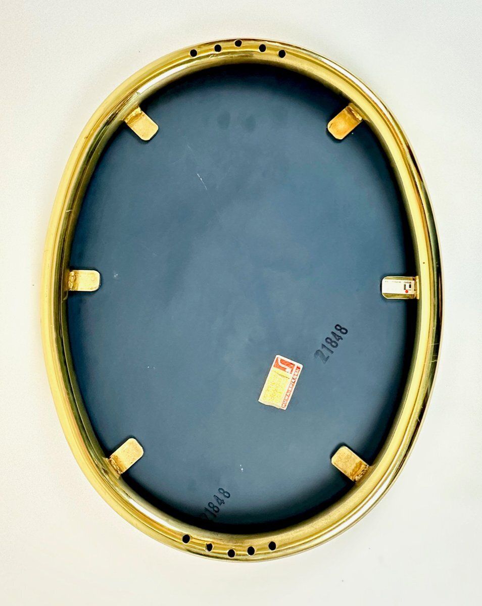 Mid Century German Brass Eliptical Wall Mirror From Planilux Huwa Spiegel, 1960s photo 410.0