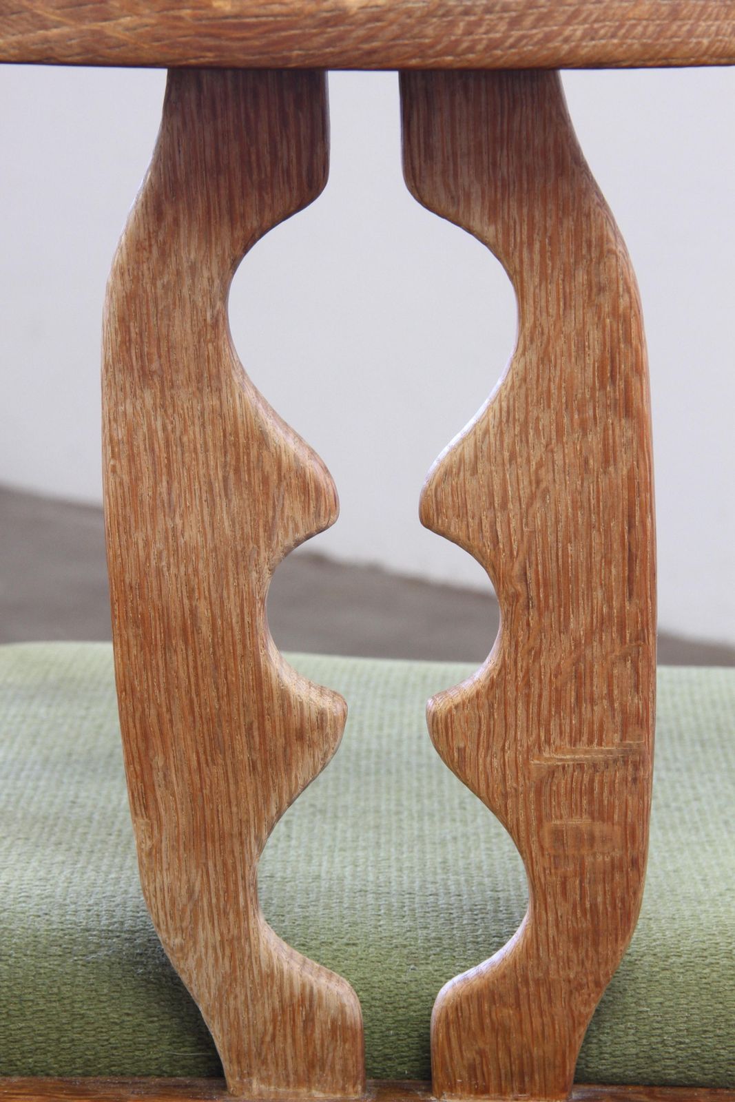photo for sale Vintage Danish 1960s Henning Kjærnulf Oak Corner Chair, Razorblade Back Splats