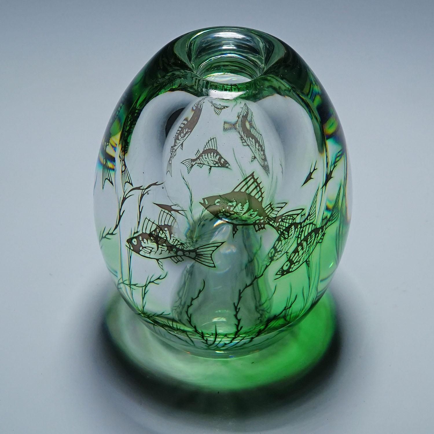 Vintage Fish Graal Vase By Edward Hald For Orrefors, Sweden 1963 photo 891.0