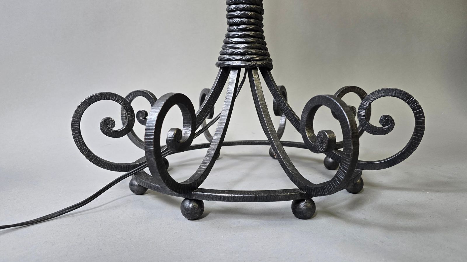photo for sale Monumental Art Nouveau Wrought Iron Grapevine Floor Lamp, Signed Van Brandt
