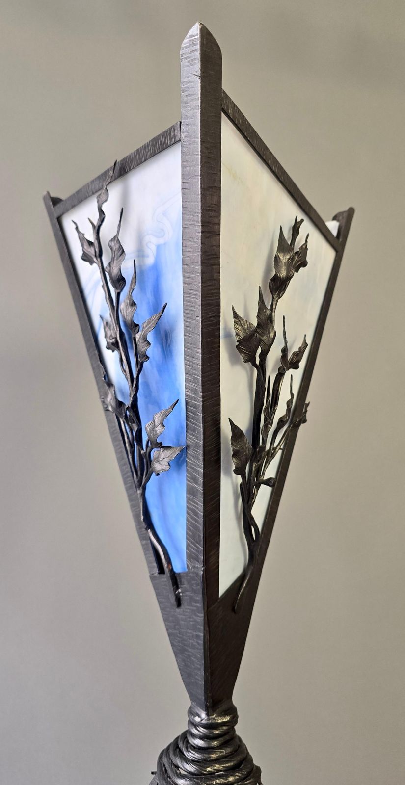 9240.0 Monumental Art Nouveau Wrought Iron Grapevine Floor Lamp, Signed Van Brandt photo