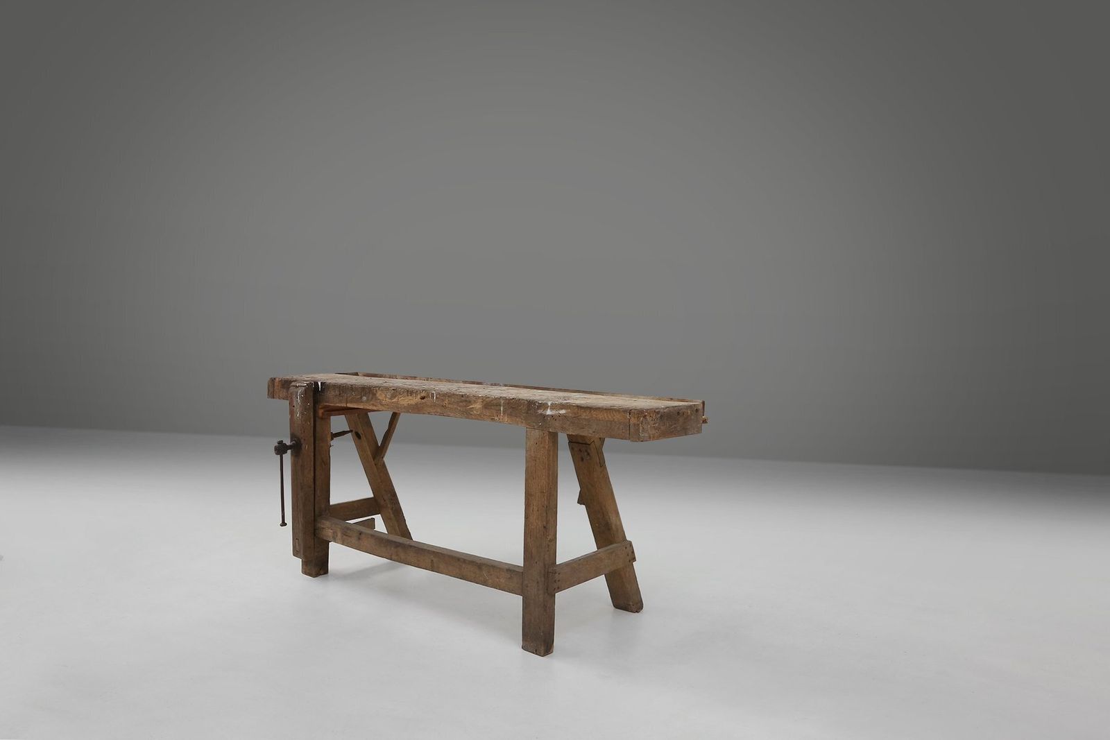 photo buy Industrial Oak Workbench, Belgium, 1900s