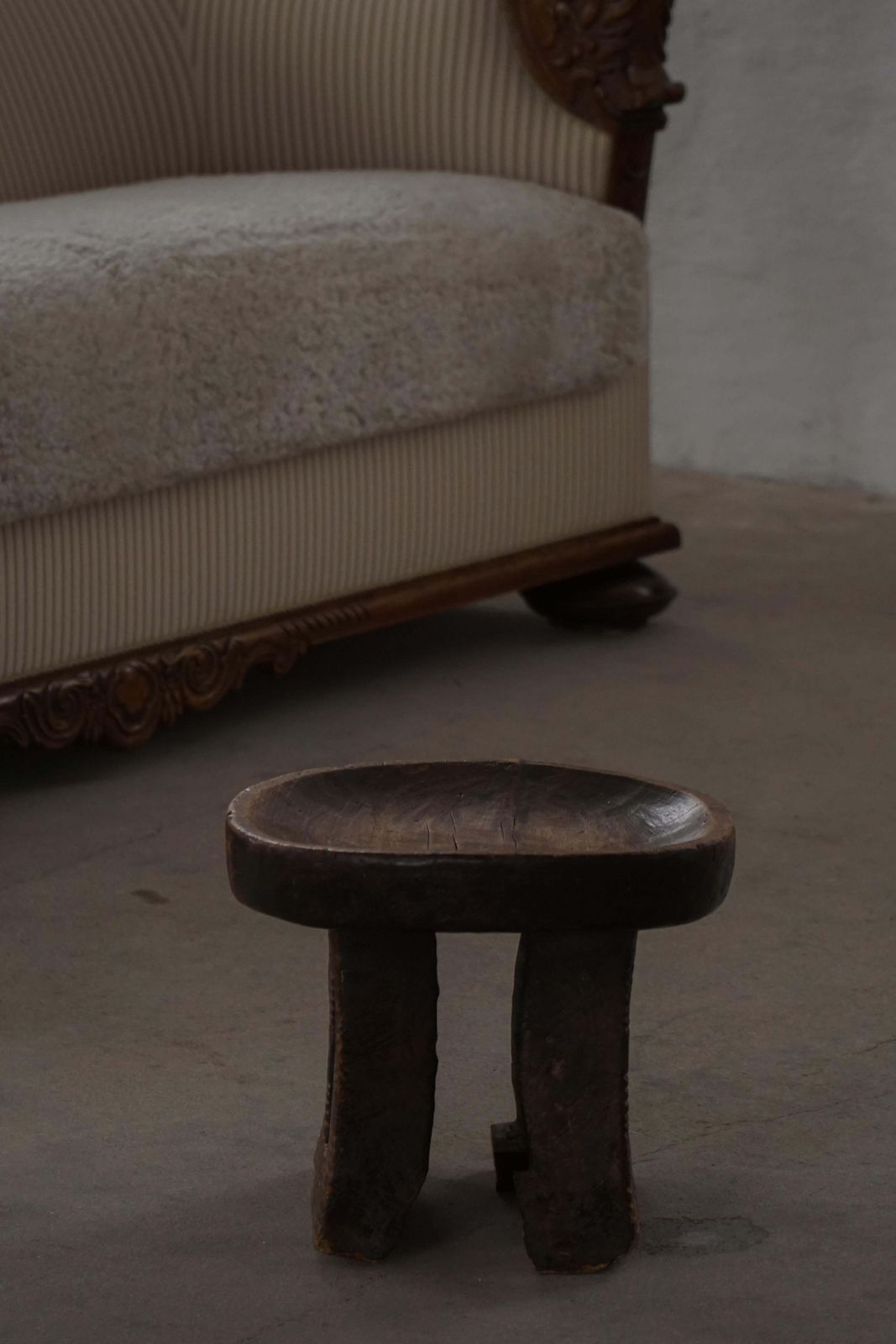 Furniture Traditional Hand Carved African Tribal Stool, Bamileke‑Style, 20th Century photo