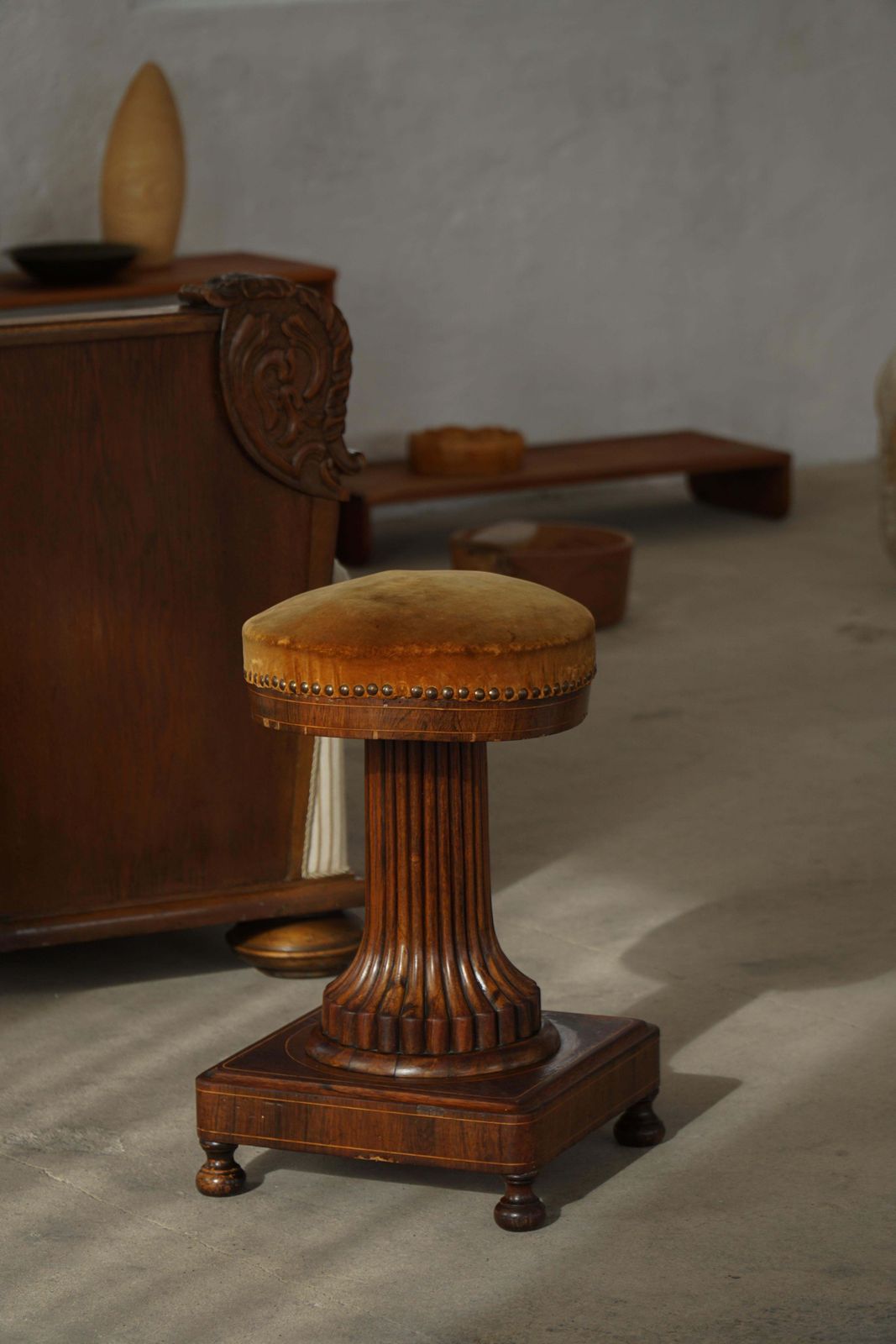 Antique Piano Stool, Oak & Velvet, French Cabinetmaker, Mid 19th Century photo Furniture