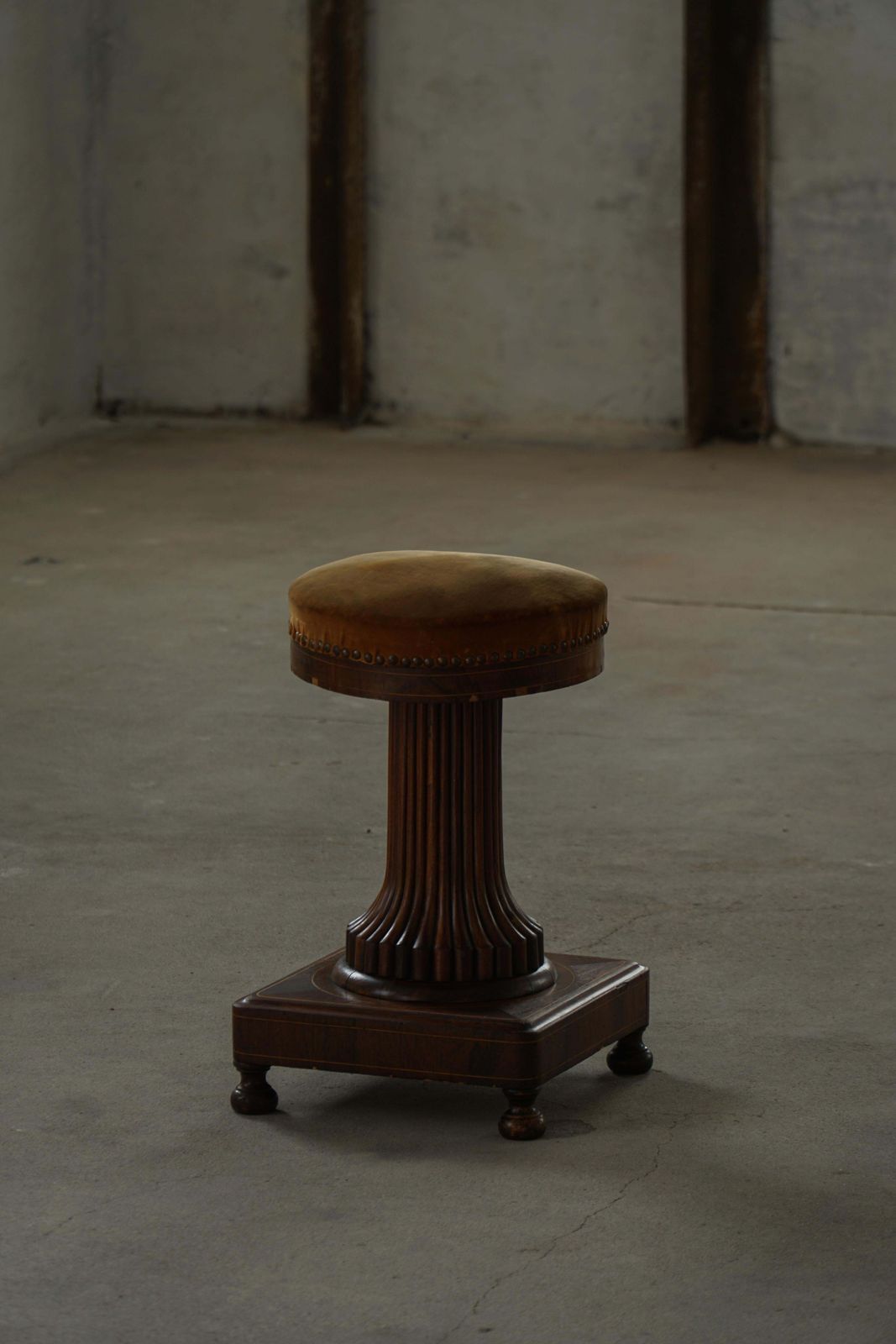 photo furniture Antique Piano Stool, Oak & Velvet, French Cabinetmaker, Mid 19th Century