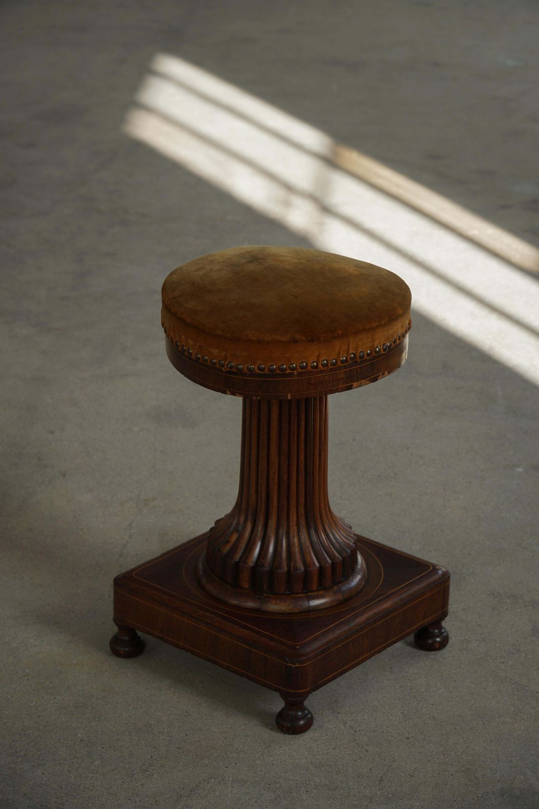photo for sale Antique Piano Stool, Oak & Velvet, French Cabinetmaker, Mid 19th Century