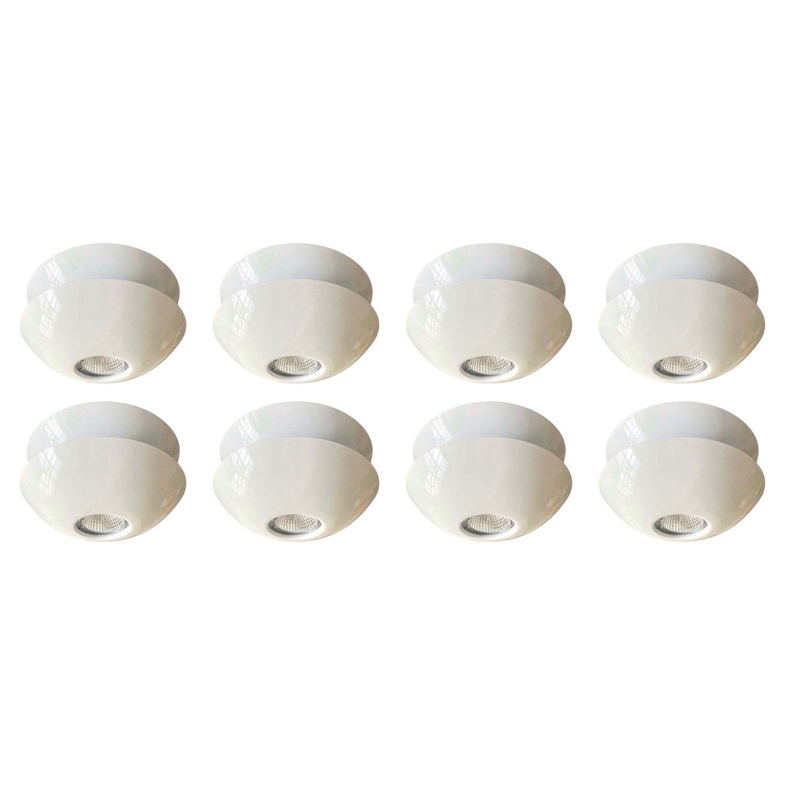 Postmodern White Metal Set Of Eight Flush Mounts By Blauet, Barcelona, 1980s