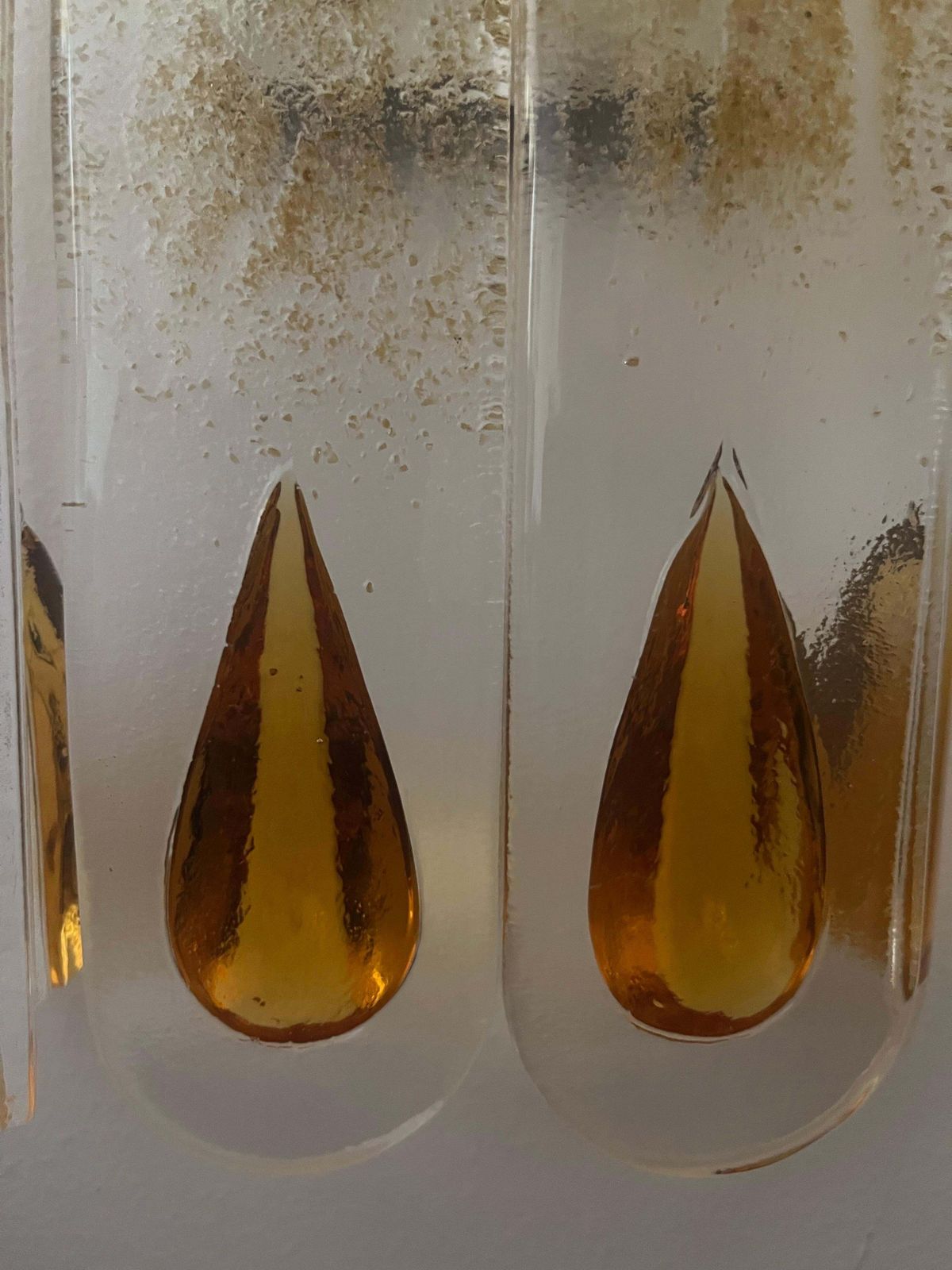 Italian Midcentury Set Of Three Amber Murano Wall Sconces By Mazzega, 1970s photo vintage