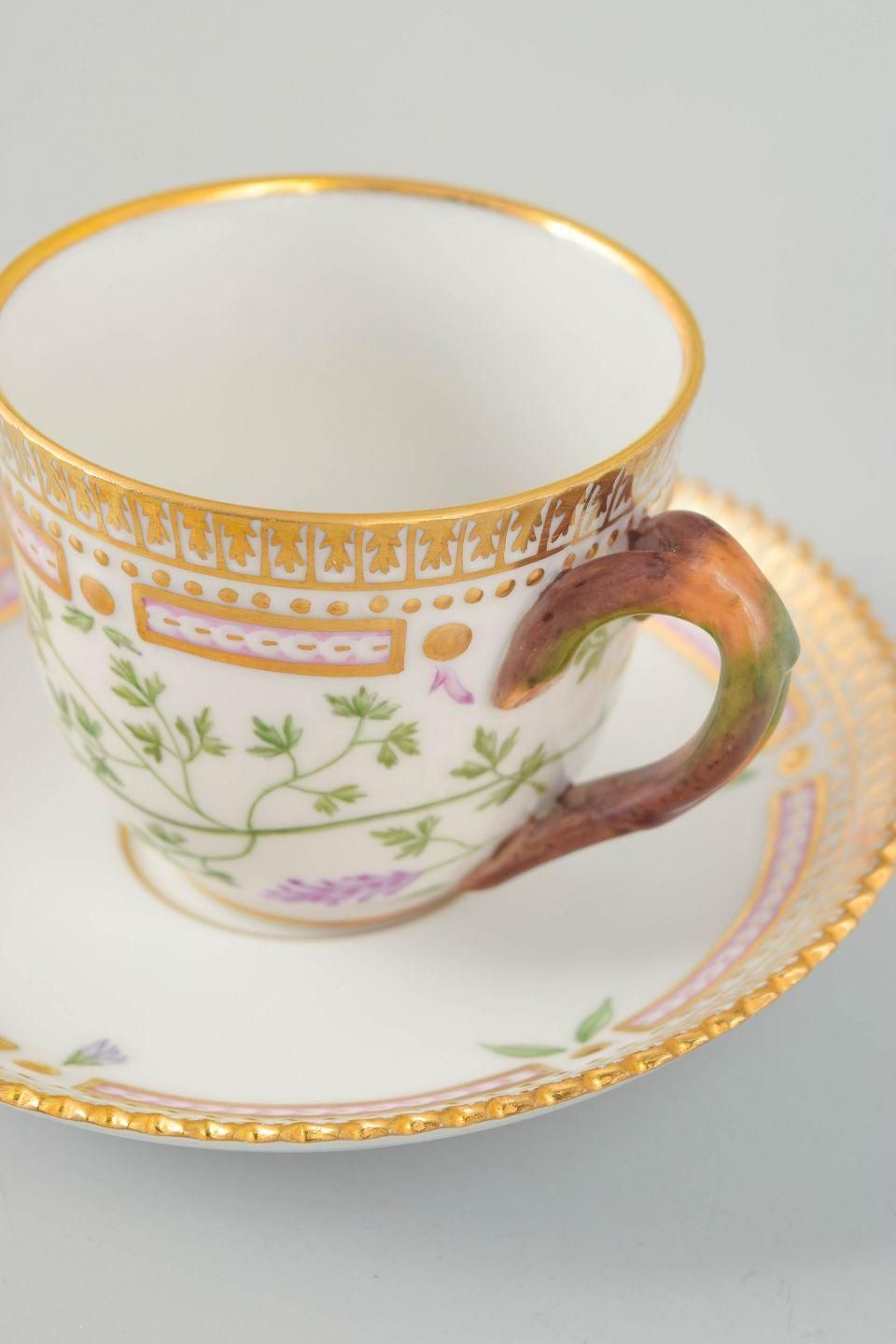 Royal Copenhagen. Flora Danica Demitasse Cup With Saucer In Porcelain. 1960s photo for sale