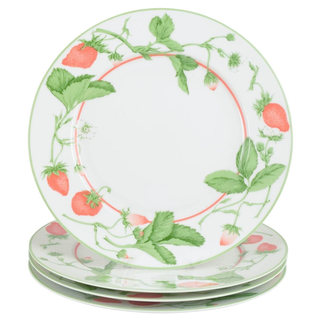 Bill Goldsmith For Limoges. 4 Porcelain Charger Plates. Fraise Series. 1980s