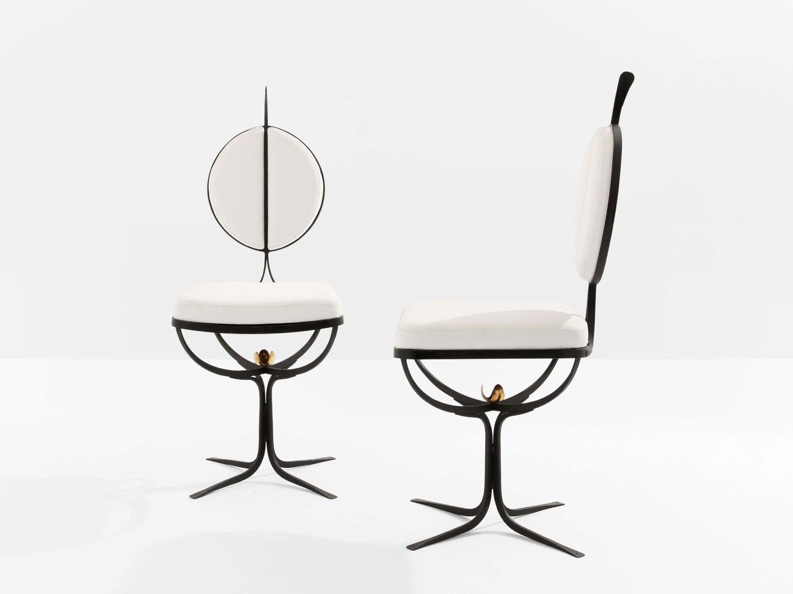 French Brutalist Wrought Iron Alcantara Set Of 6 Chairs 1990 photo vinterior