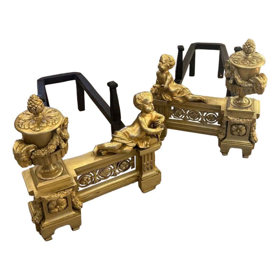 A Pair Of Late 18th Century Andirons In Perfect Condition.