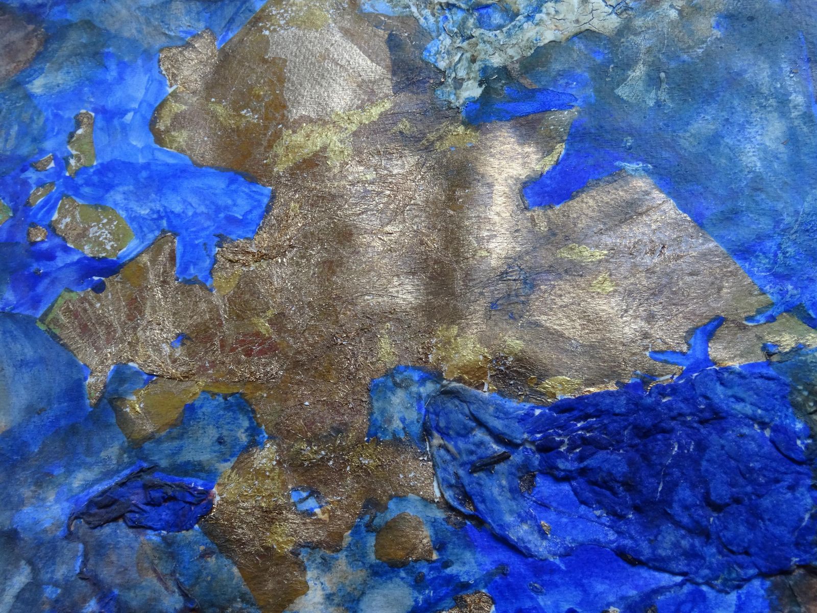 Igor Leontievgolden Blue Composition. 2000, Paper, Mixed Media, 44x57 Cm. Signed2000 photo for sale
