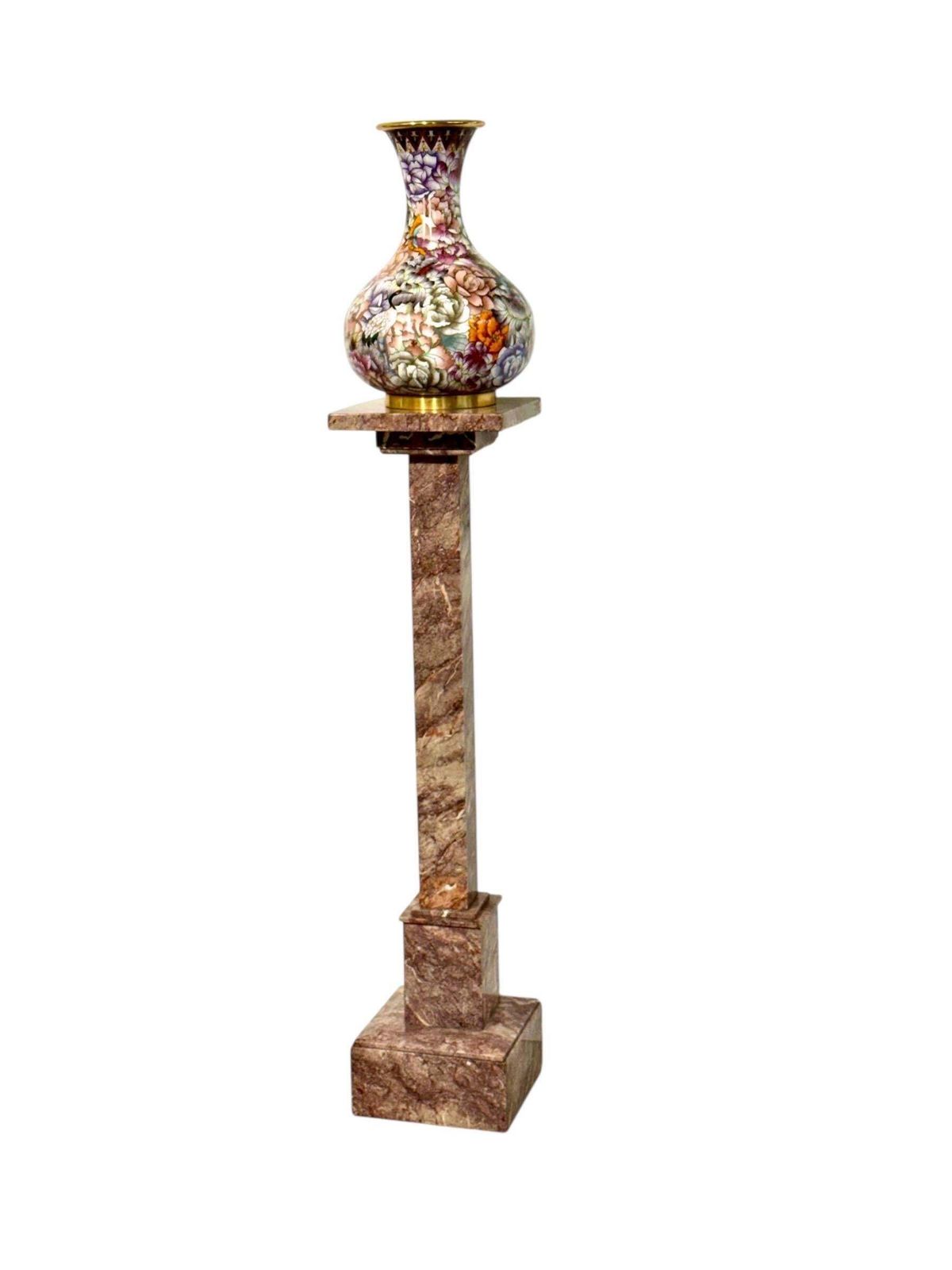 Home Decor French Breccia Marble Pedestal Column, Early 20th Century photo