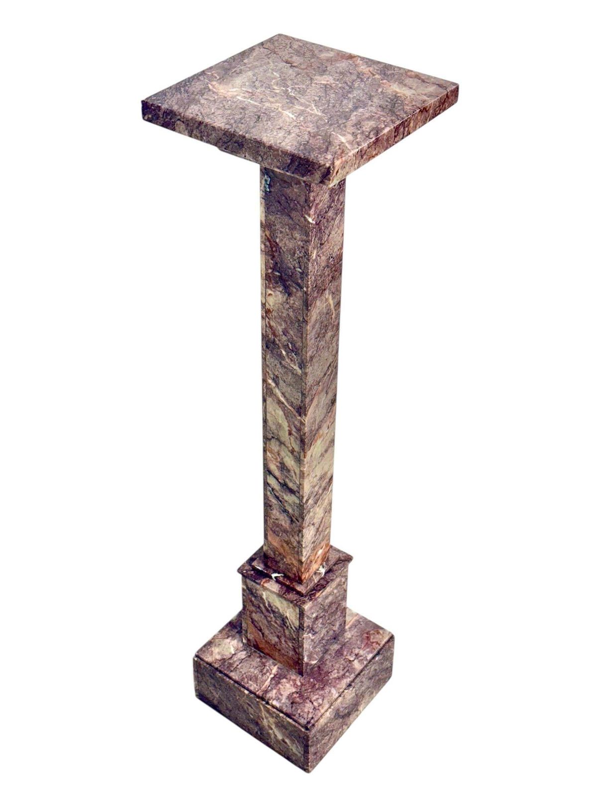 photo vintage French Breccia Marble Pedestal Column, Early 20th Century