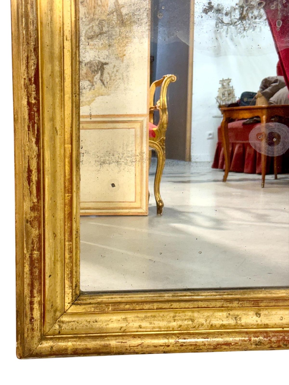 photo furniture 19th Century French Giltwood Mirror With Original Mercury Glass