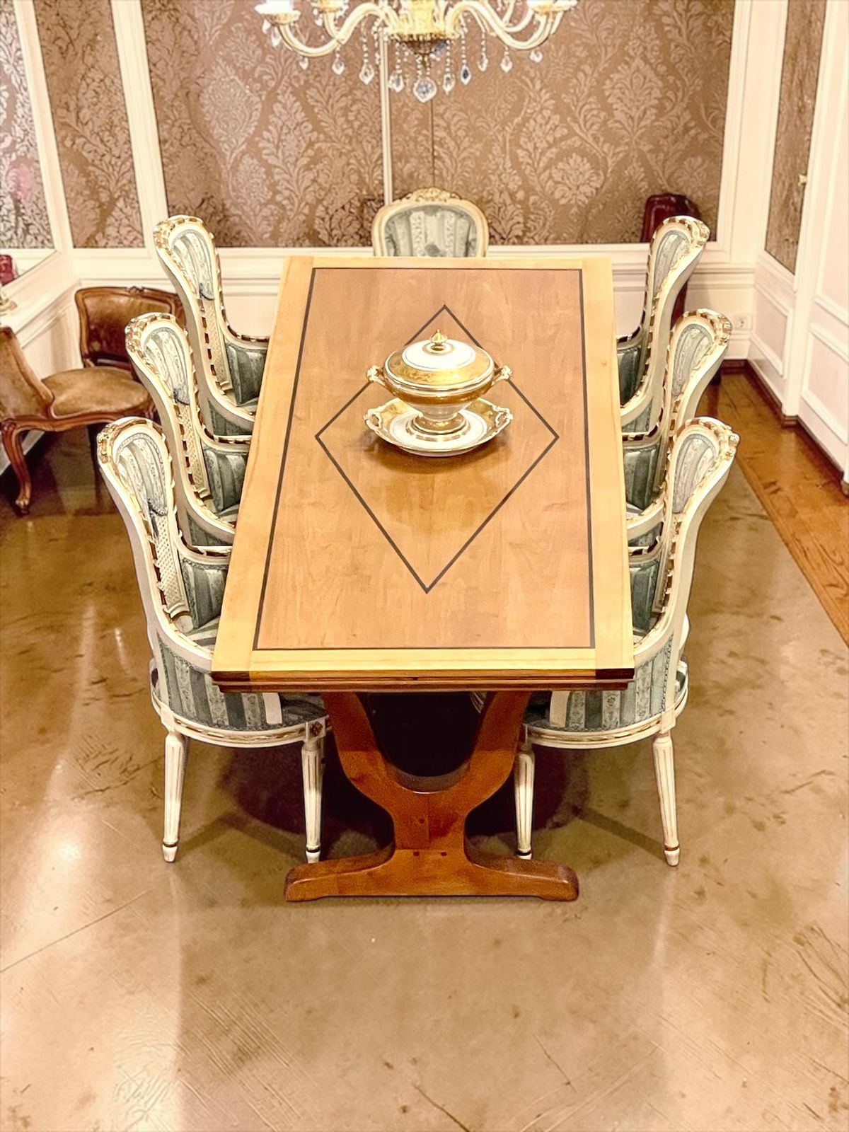 French Art Deco Extendable Dining Cherrywood Table, Seats Up To 14 photo 4745.0
