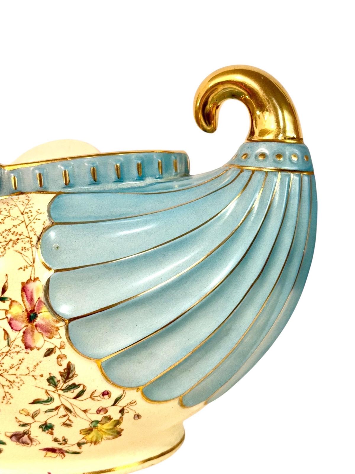 photo buy French Art Nouveau Faience Jardinière With Gilt Handles, Circa 1900