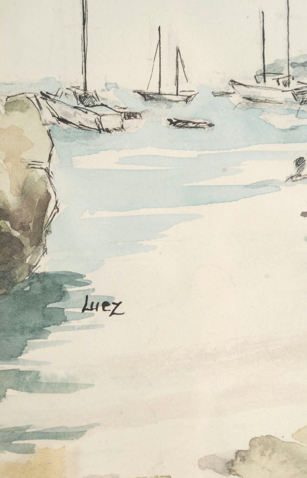Watercolor On Paper By Evelyne Luez: The Bay Of Villefranche photo 710.0