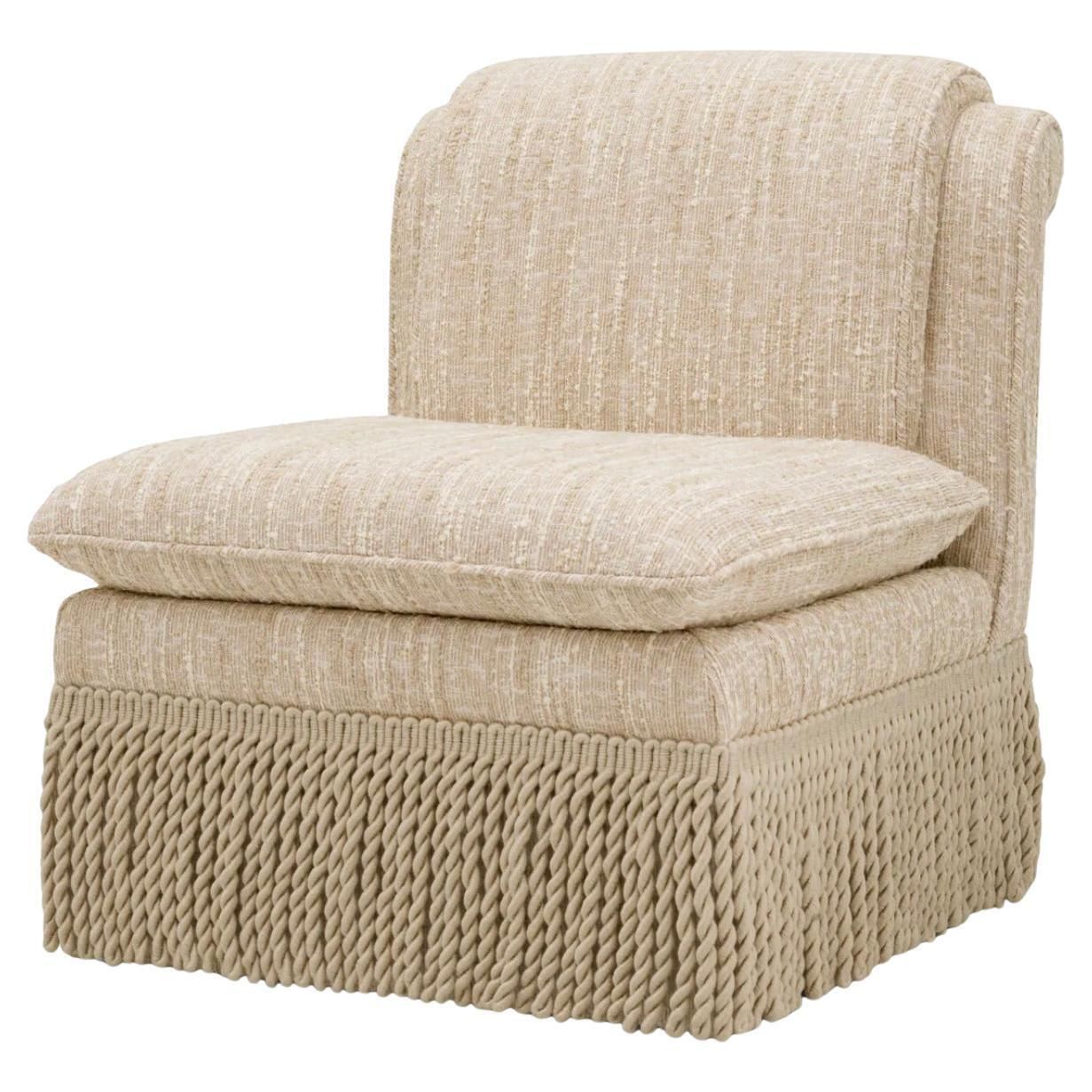 Contemporary Fringed Chair In Bouclé Sonata Cream