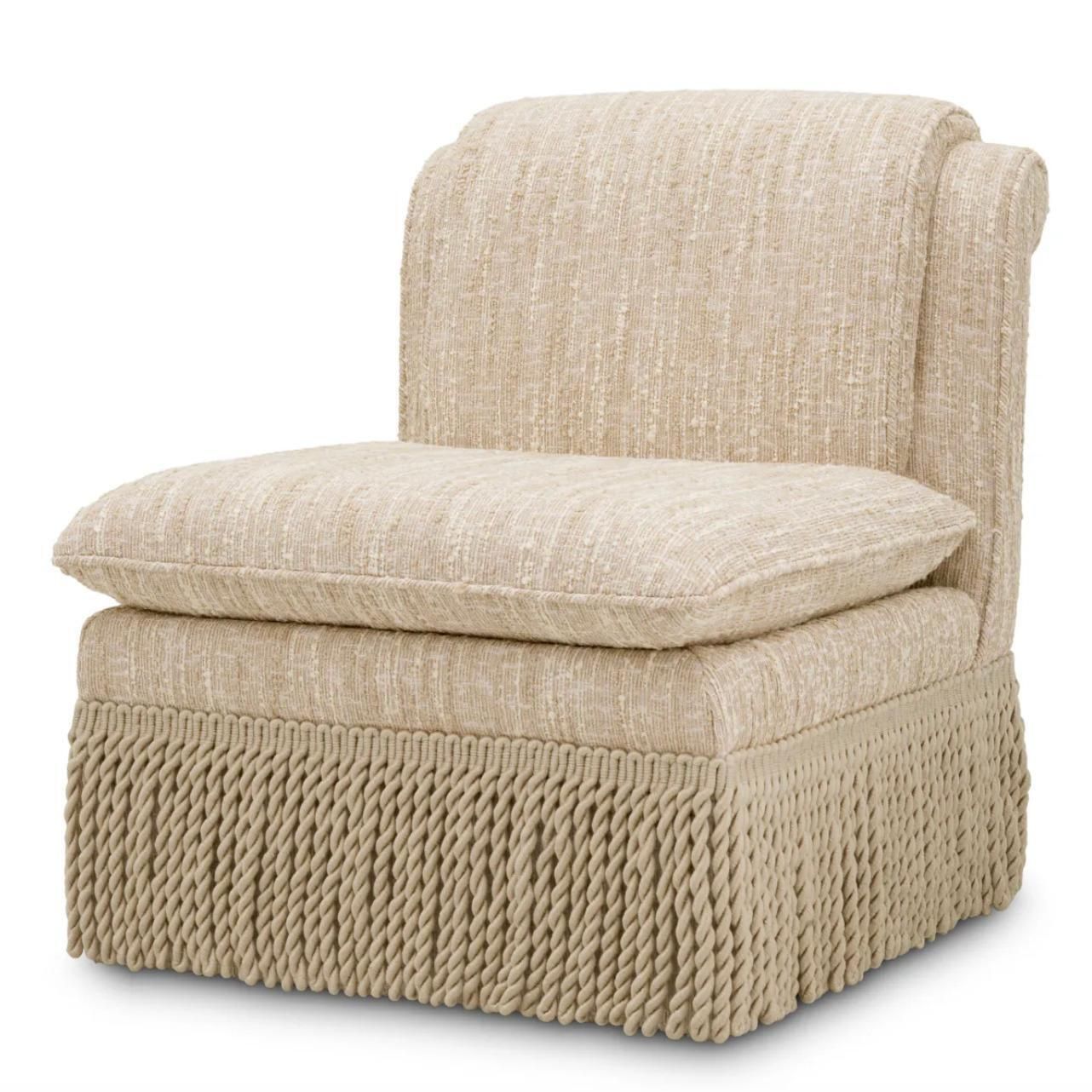 Contemporary Fringed Chair In Bouclé Sonata Cream photo furniture
