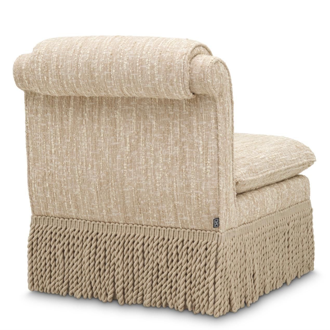 Contemporary Fringed Chair In Bouclé Sonata Cream photo vinterior