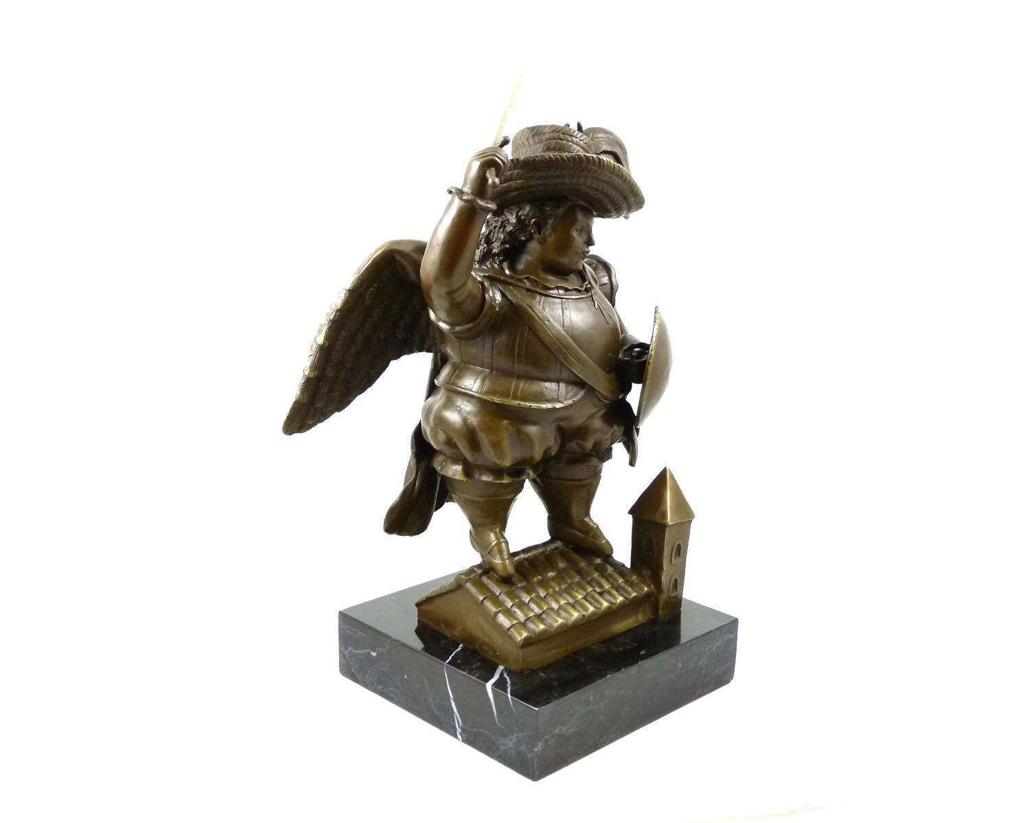 Archangel With Black Hat Sculpture In Bronze, Contemporary Style photo for sale