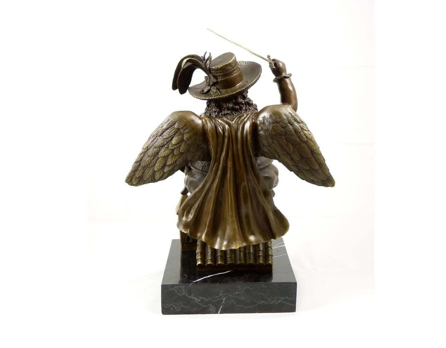 Archangel With Black Hat Sculpture In Bronze, Contemporary Style photo Art