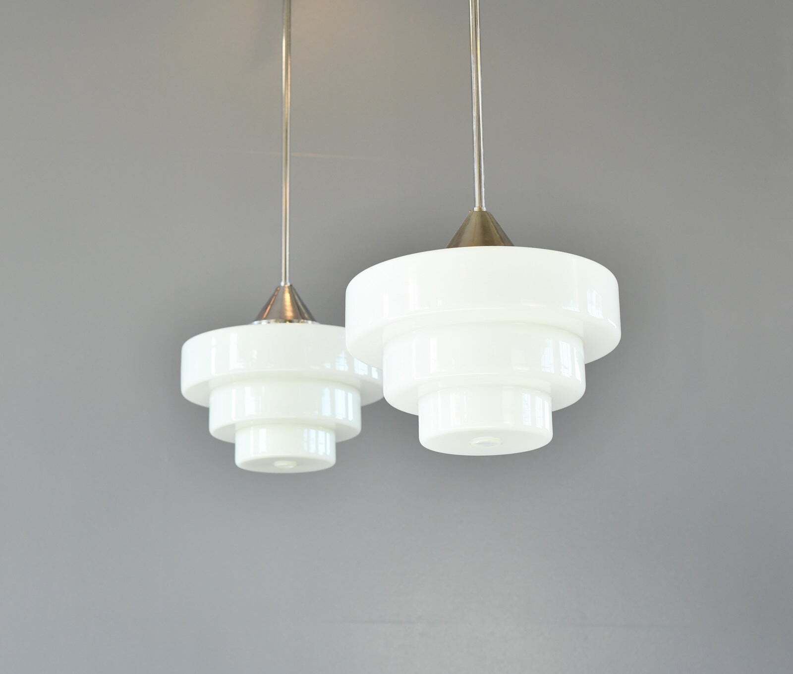 Art Deco Opaline Lights By Edison Circa 1930s photo 595.0