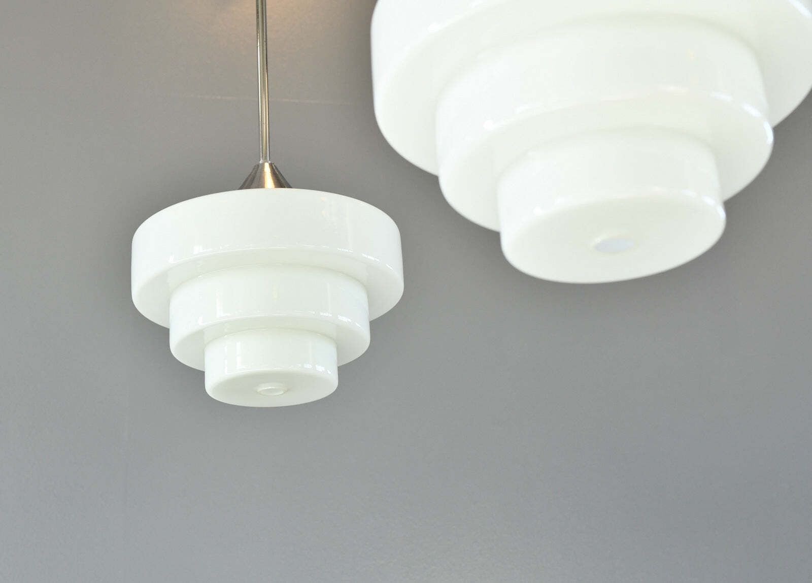 Art Deco Opaline Lights By Edison Circa 1930s photo vintage