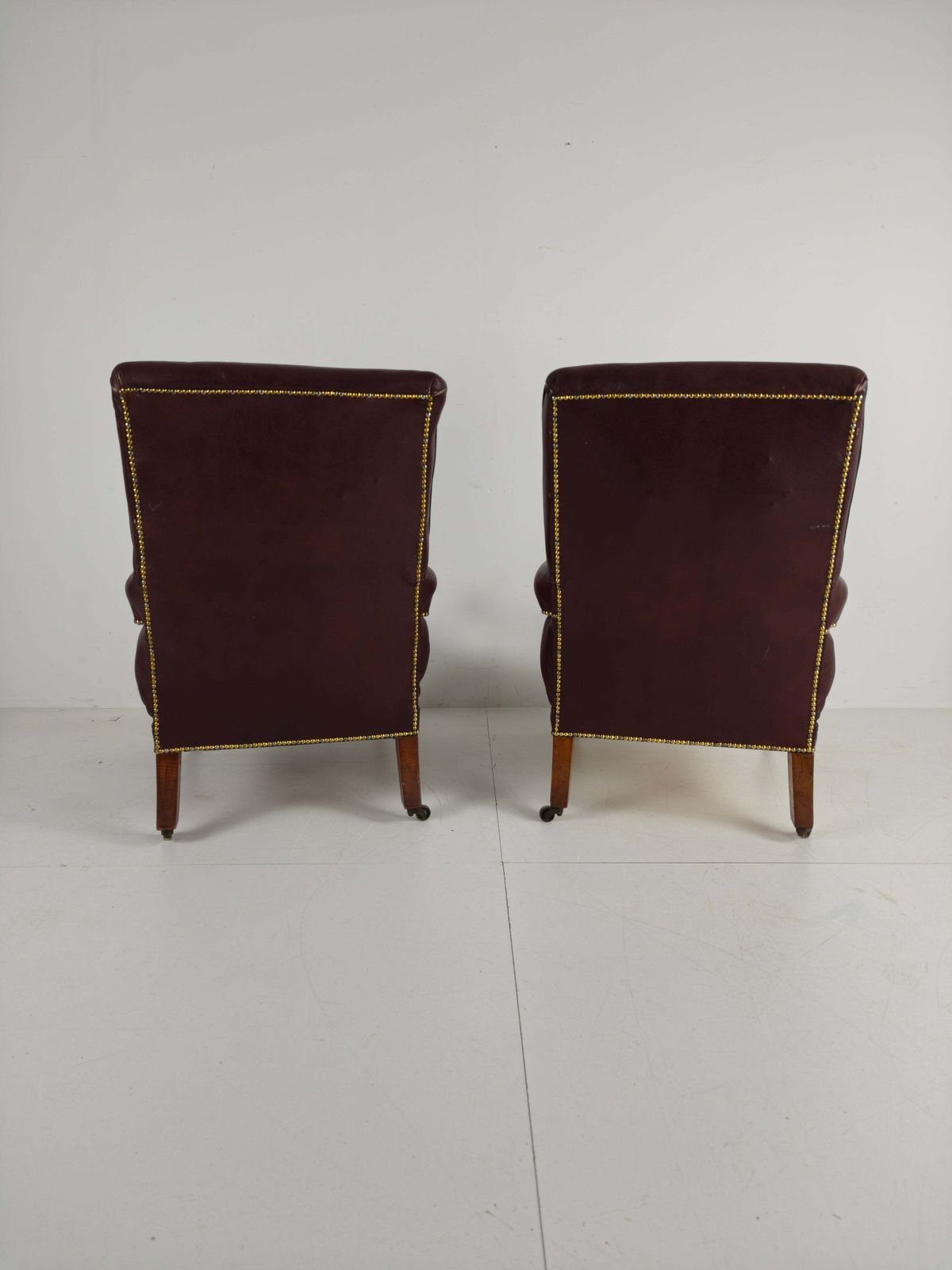 Pair Of Antique Library Chairs   Original William Morris & Co Edinburgh Stamped Armchairs photo vintage