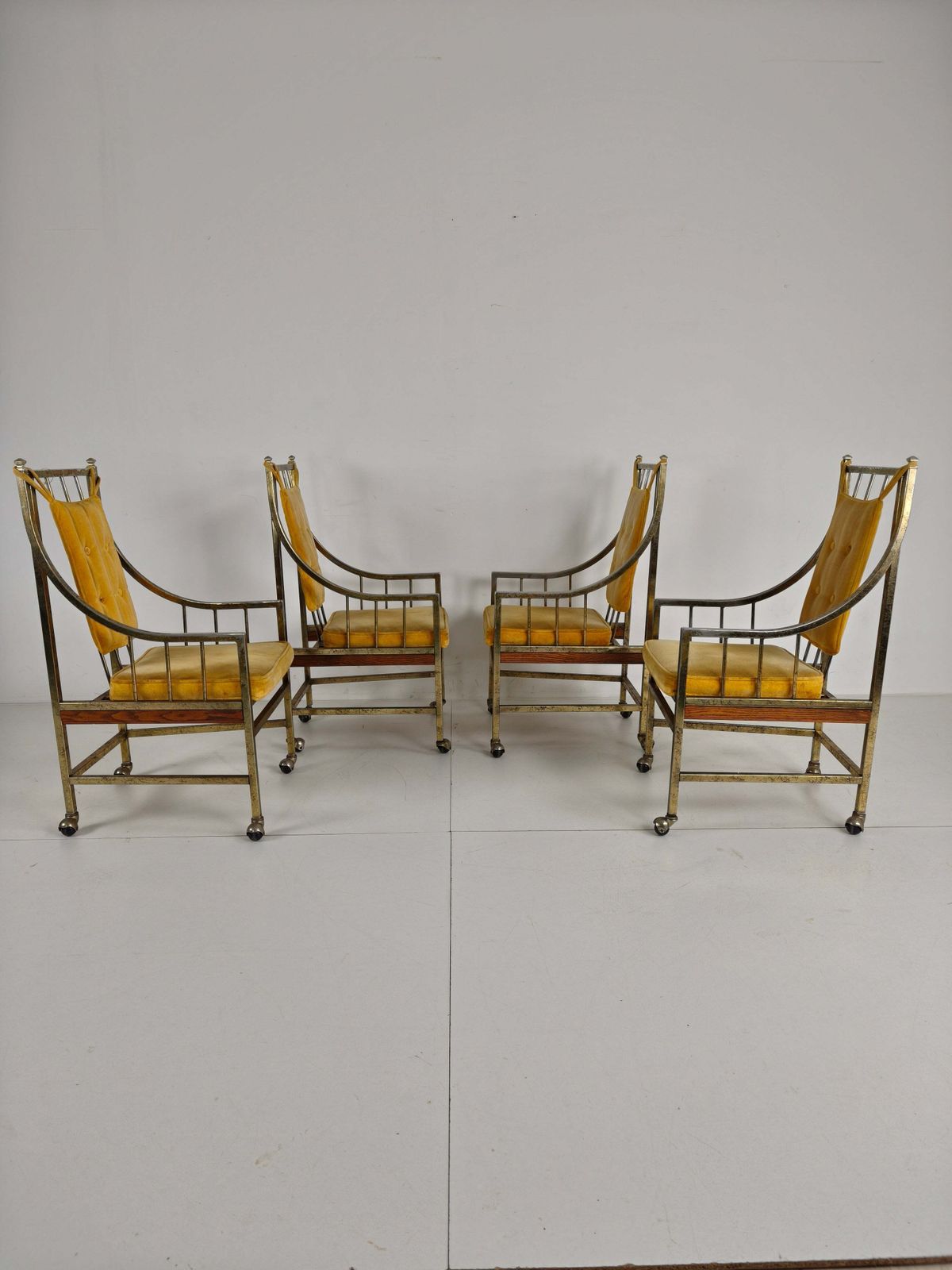 Unique Set Of Mid Century Style Dining And Lounge Chairs – Gilded, Made Between 1940 1948 By Flanders Industries Inc, Fort Smith, Arkansas photo vintage