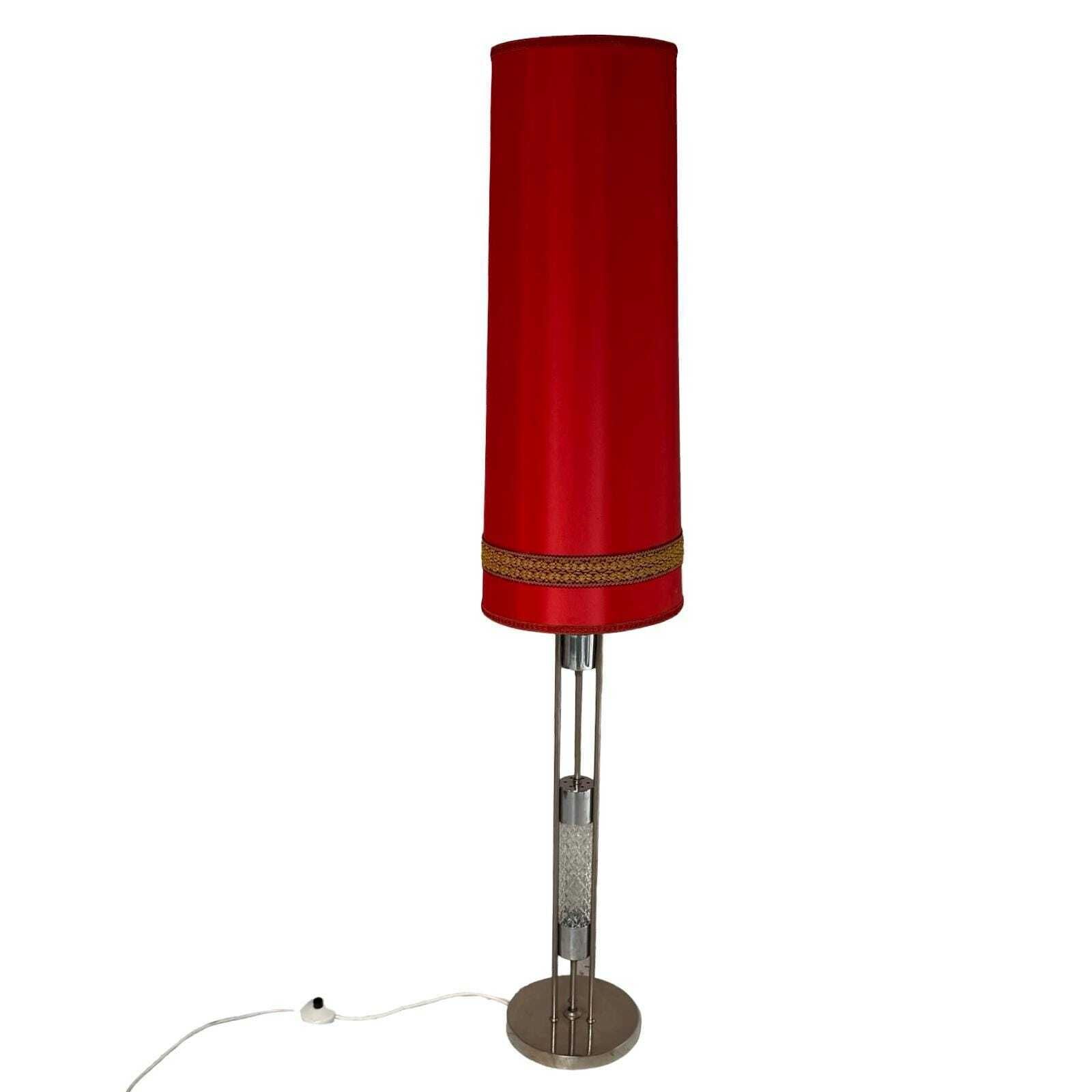 Richard Essig   Floor Lamp   Space Age Design   Crystal Glass, Chrome And Fabric Covered Shade