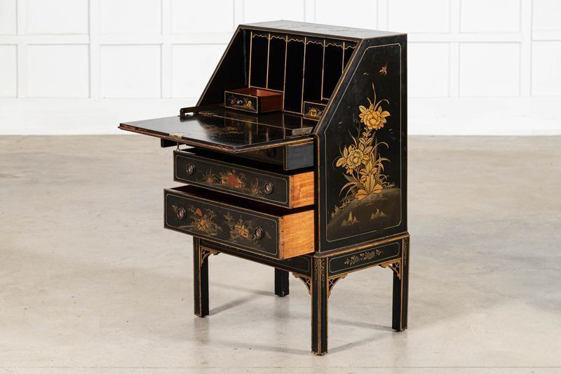 English 19thc Mahogany Chinoiserie Bureau Writing Desk photo 3163.0
