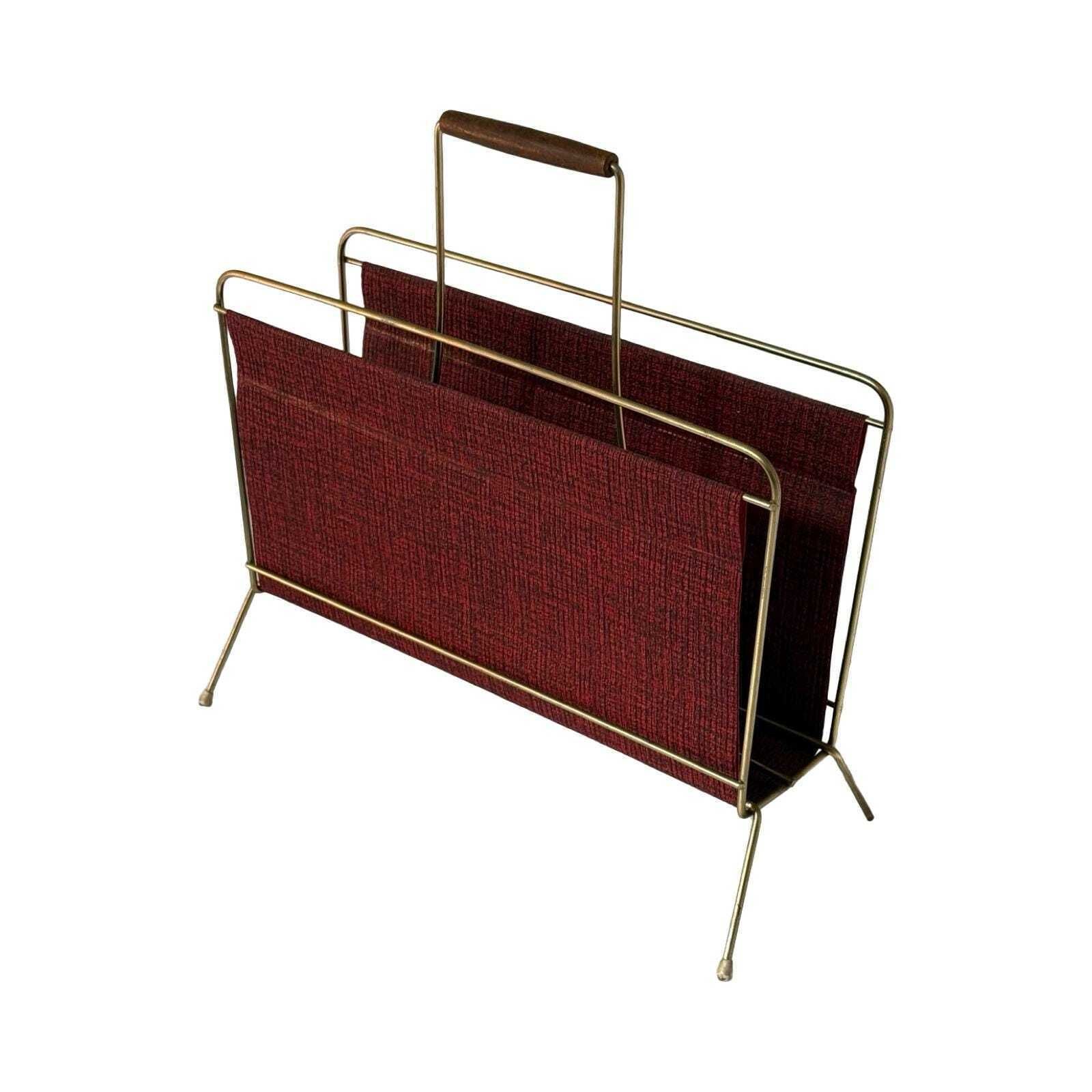 Atomic Age / Mcm   Newspaper Basket / Magazine Rack   Brass   Ca. 1960's
