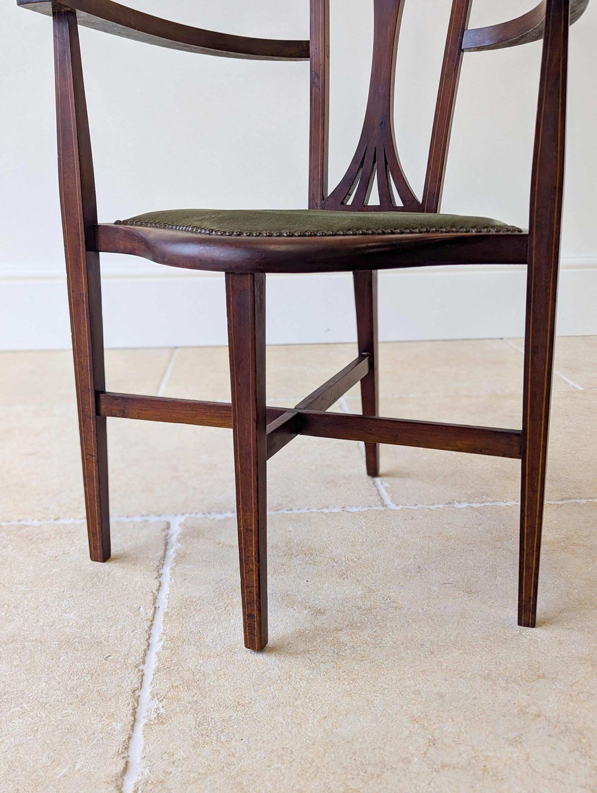 Furniture Antique Edwardian Mahogany Elbow Chair C.1910 photo