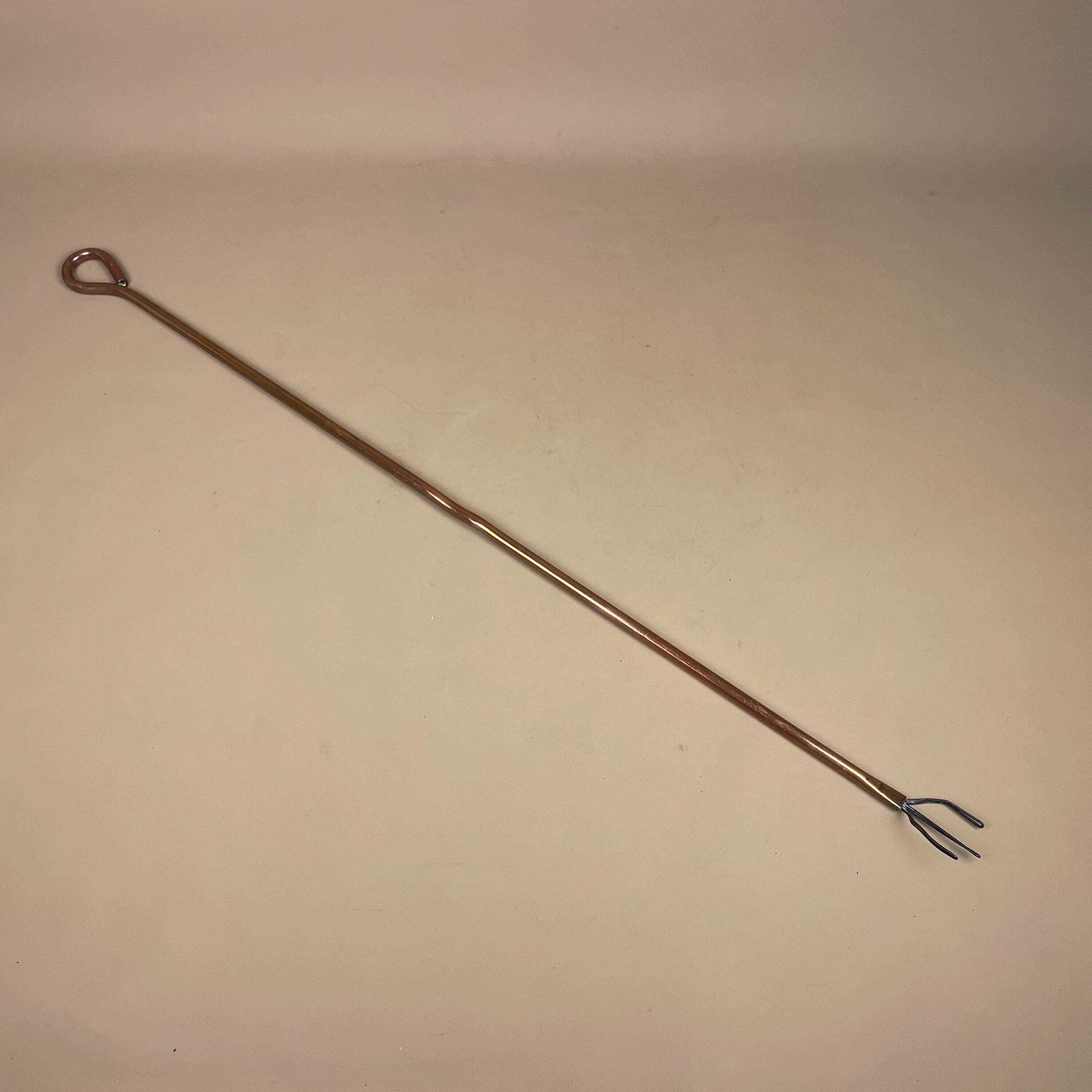 Long Copper Fire Tool Fireplace Fork Handmade Hearth Ash Rake Mantel Rustic Tending Vintage Metal Fireplace Accessory Antique Style